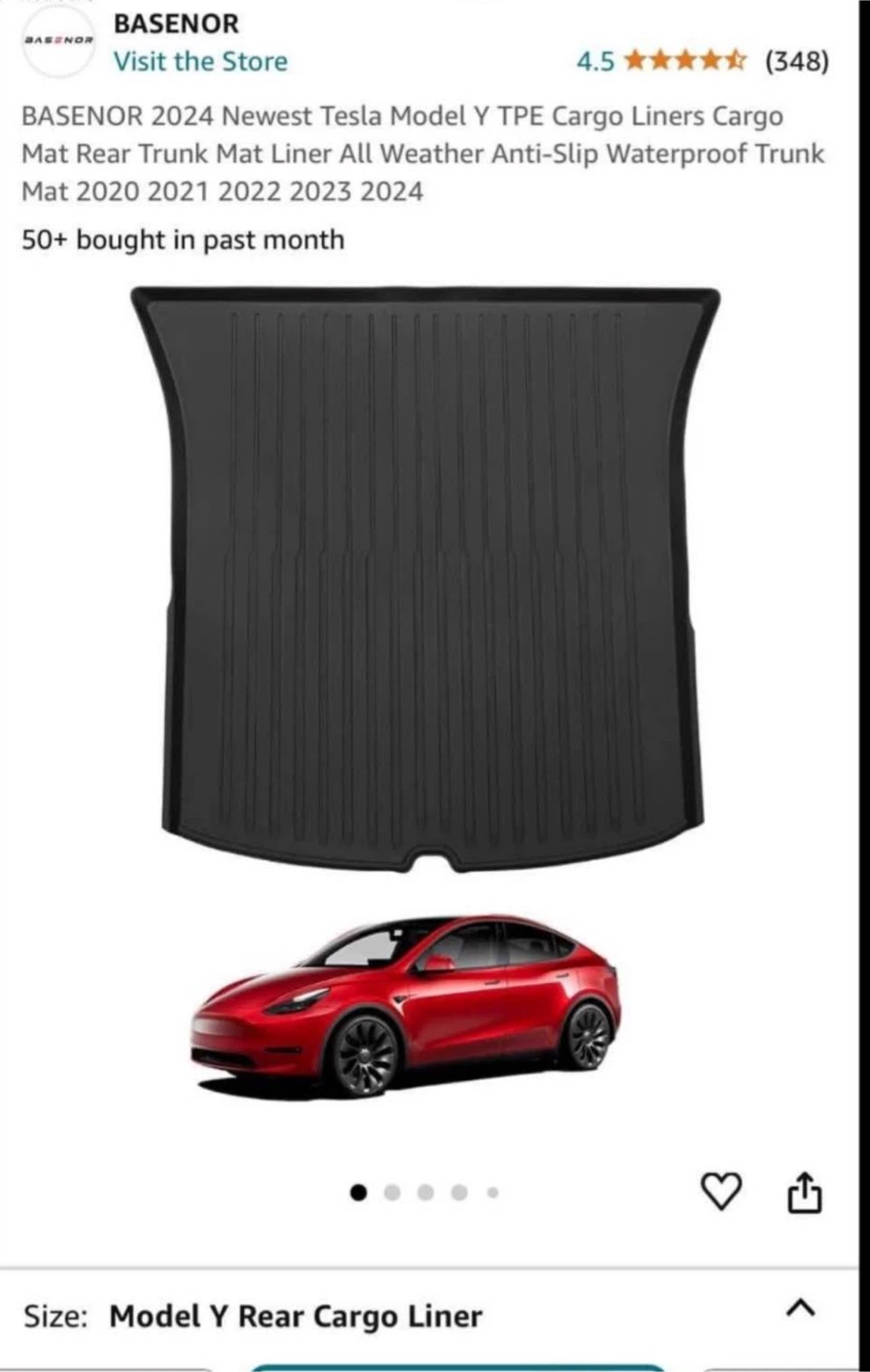 Tesla Y 5 seater cargo/trunk liner - photo 2