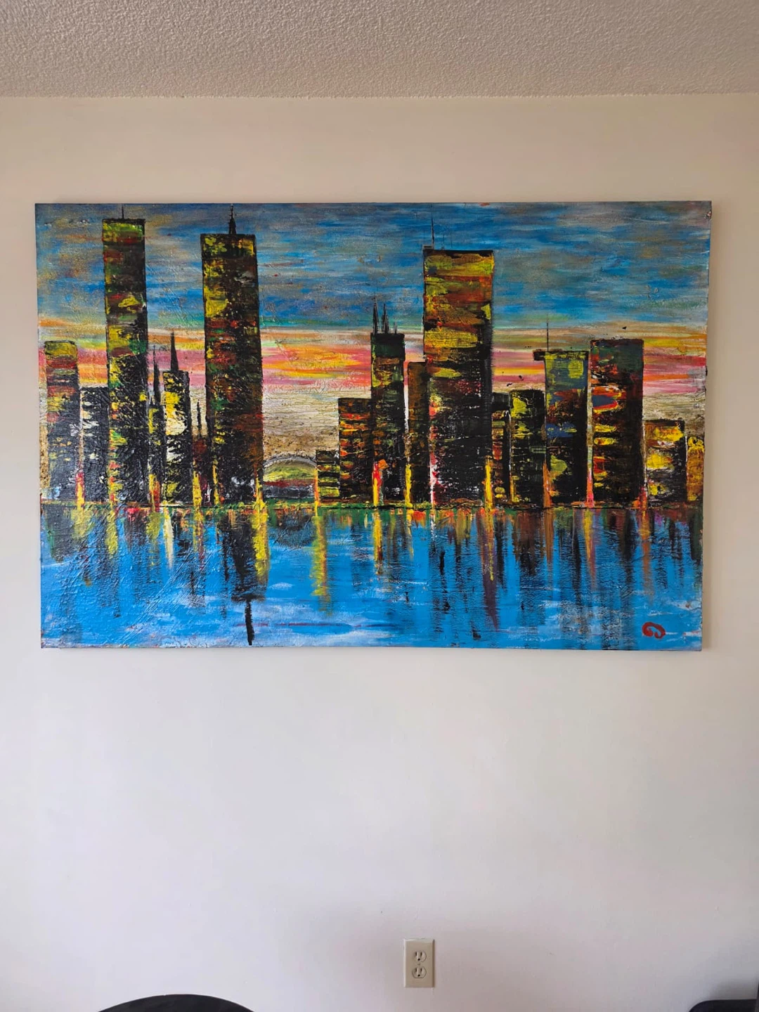 Textured Abstract Cityscape Painting