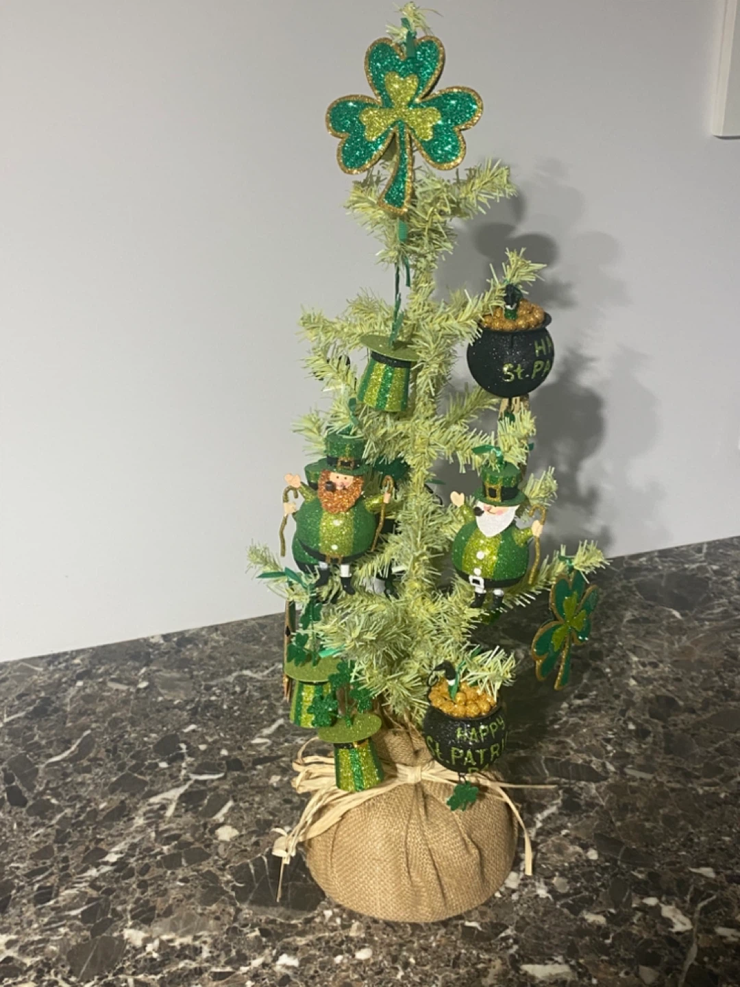 St. Patrick's Day Tabletop Tree with Ornaments