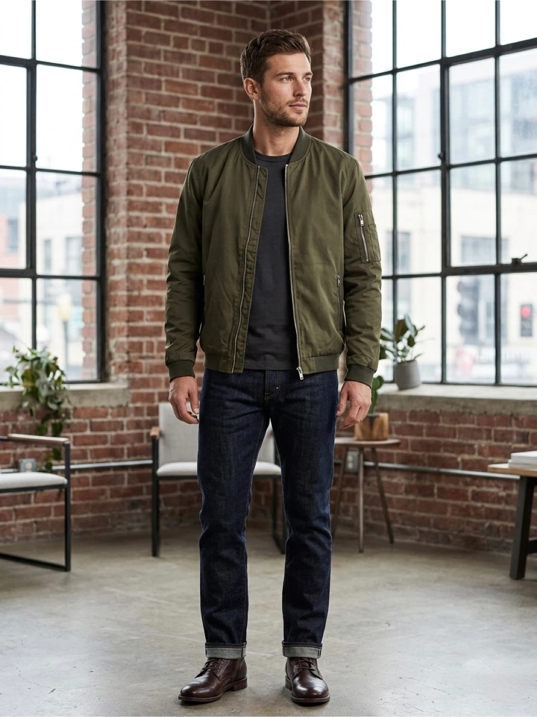 Large Size Green Bomber Jacket (Produkt)