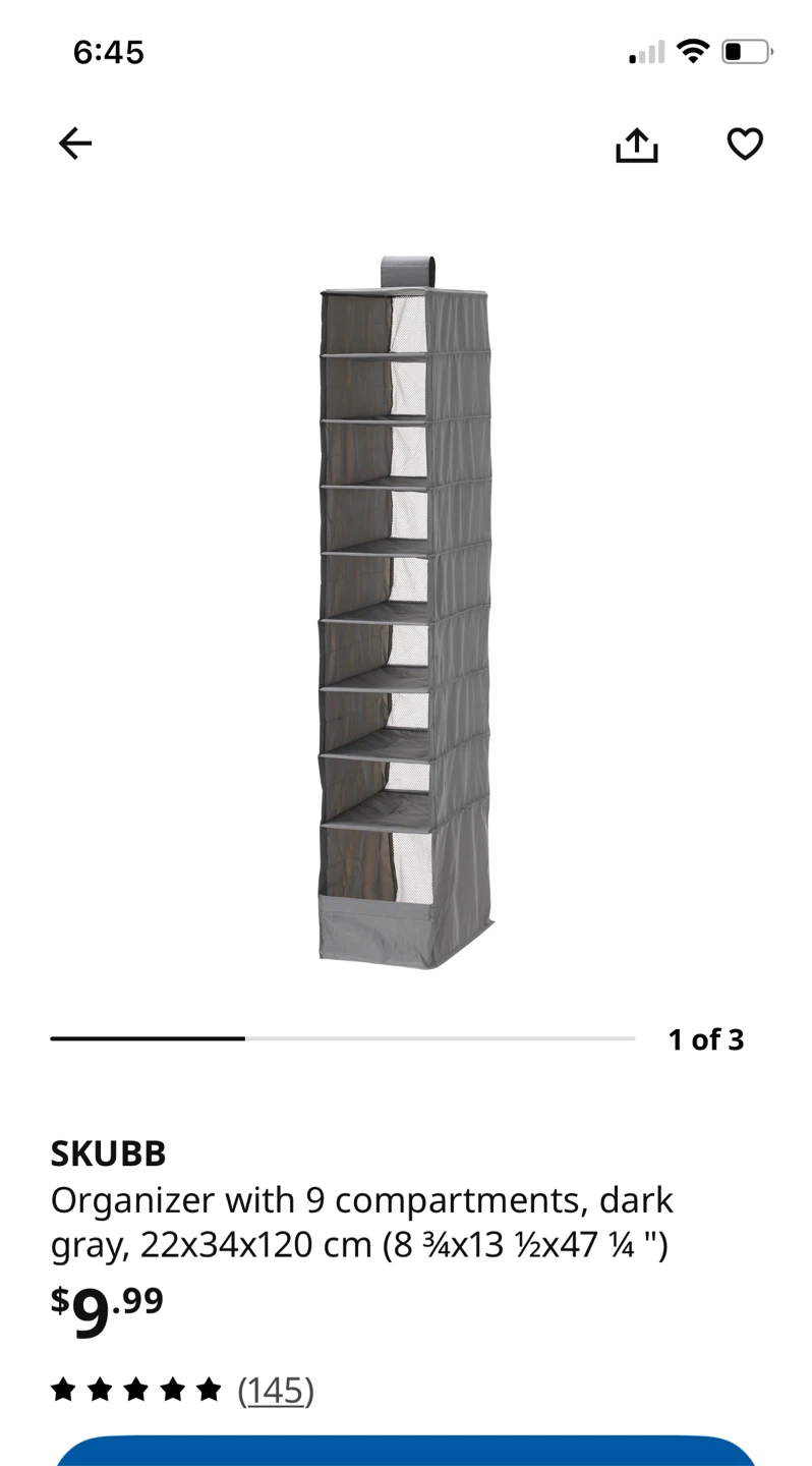 2 Black IKEA SKUBB Organizers with 6 compartments, Dark Gray - photo 2