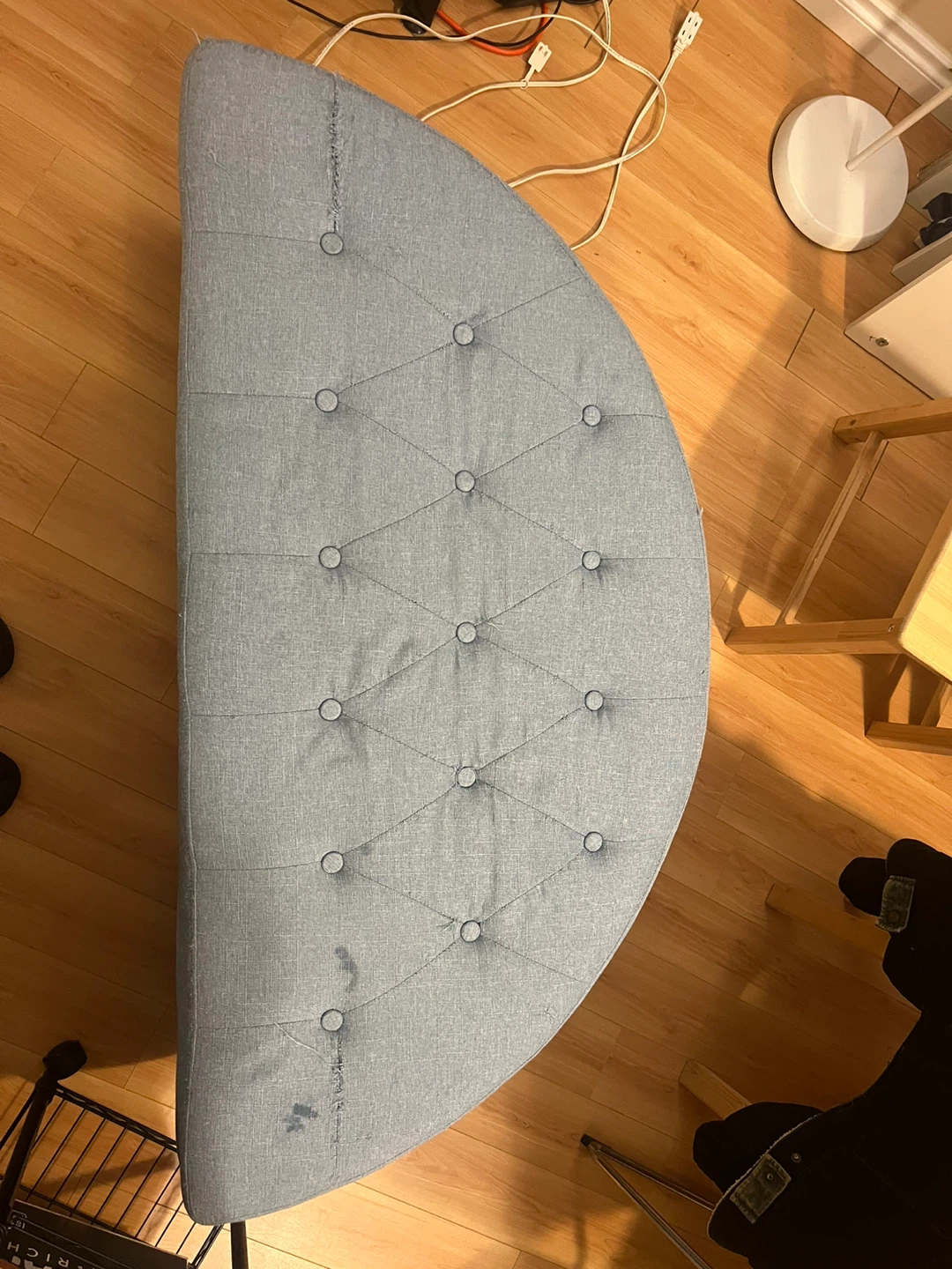 Blue Upholstered Storage Ottoman Bench - photo 3