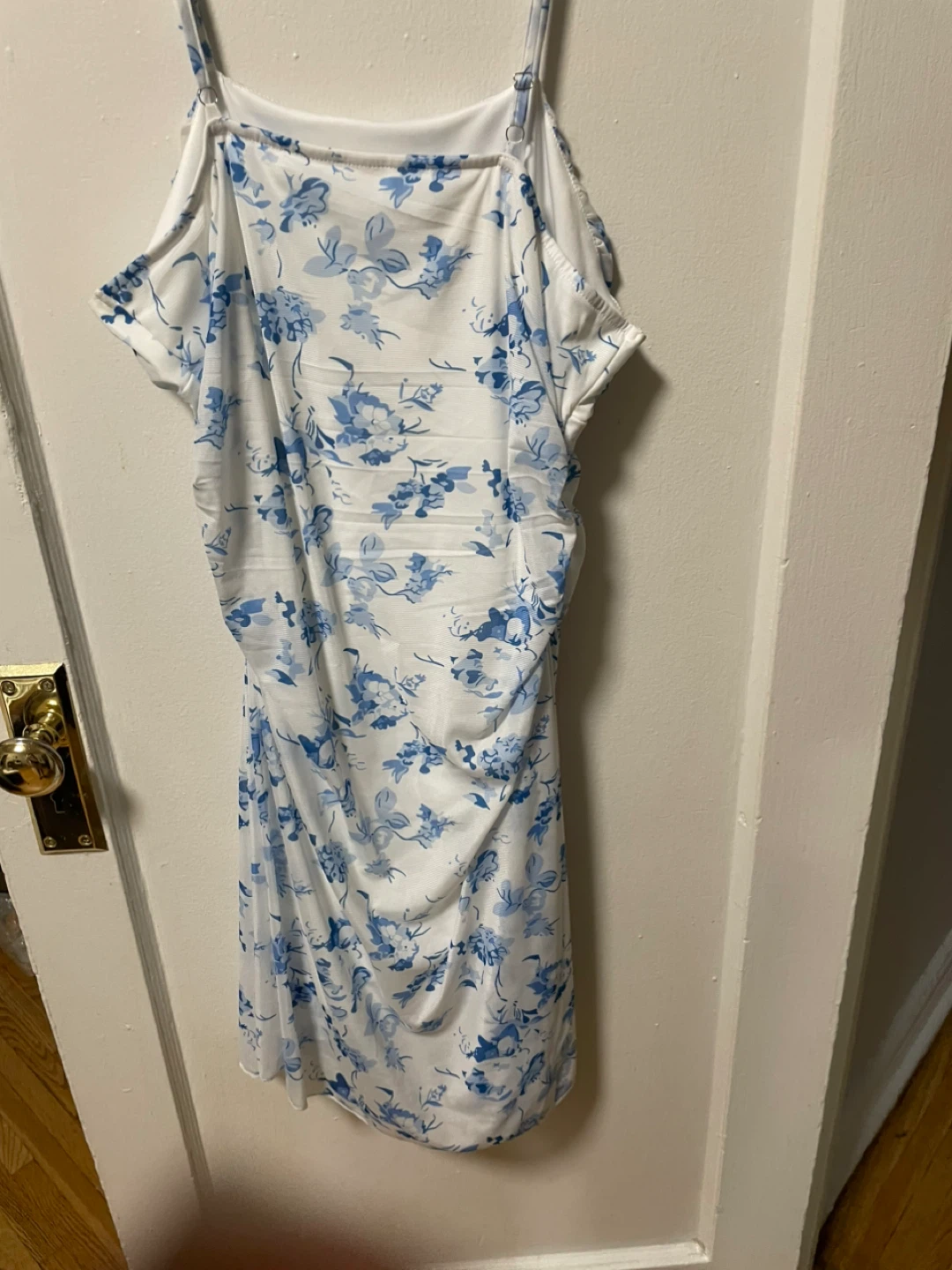 White Floral Ruched Mini Dress - photo 2