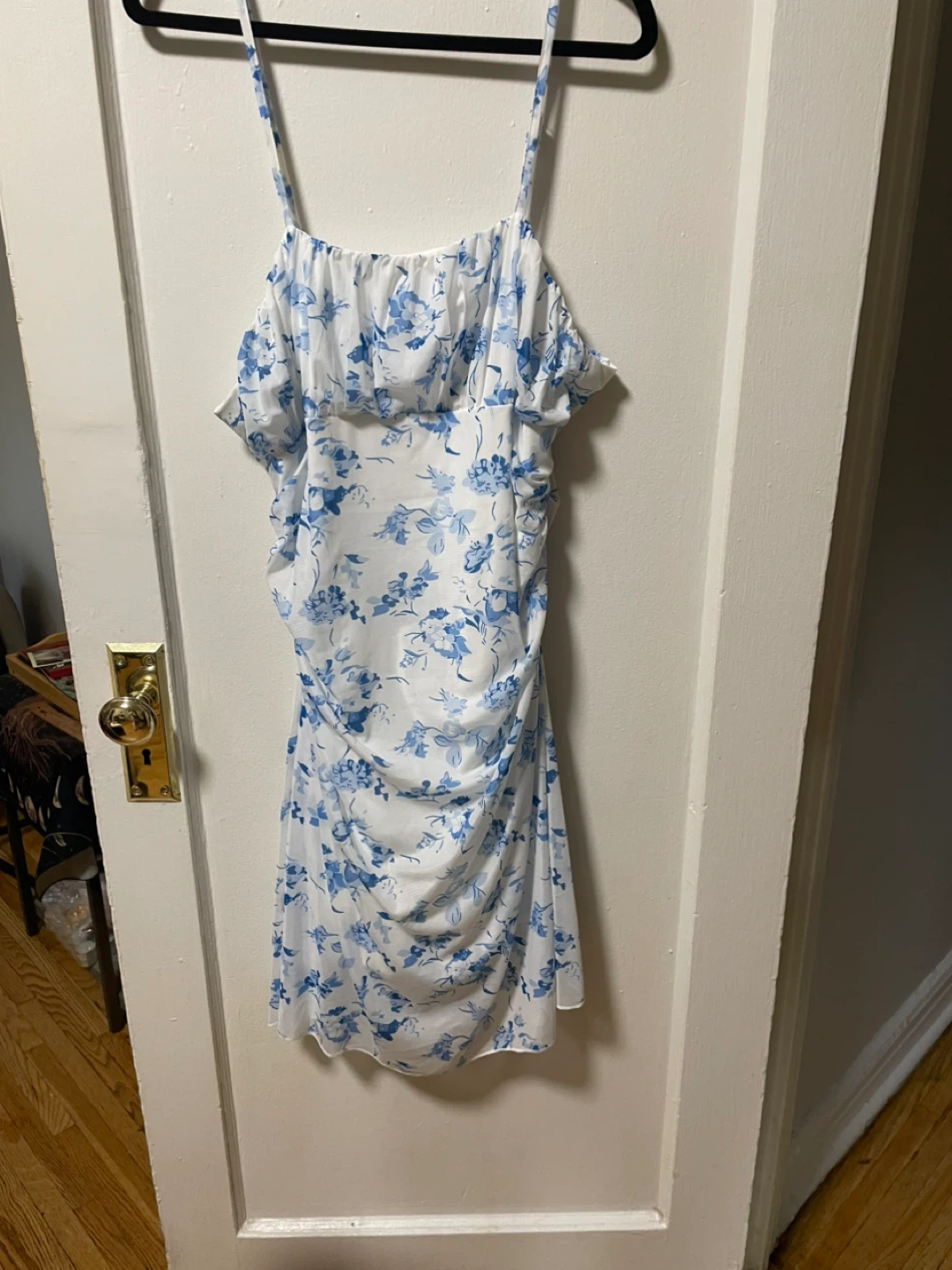 White Floral Ruched Mini Dress