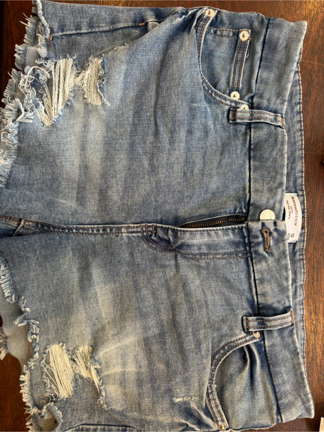 Sheer Genius Distressed Denim Shorts Size 12