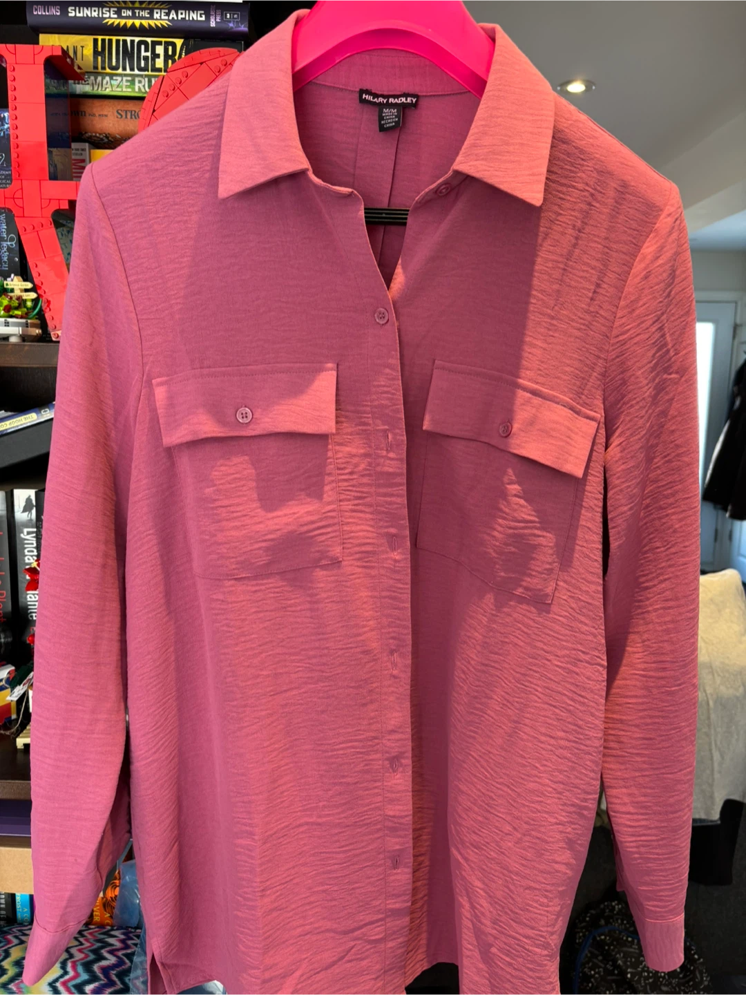Hilary Radley Pink Textured Button-Up Shirt - Size M