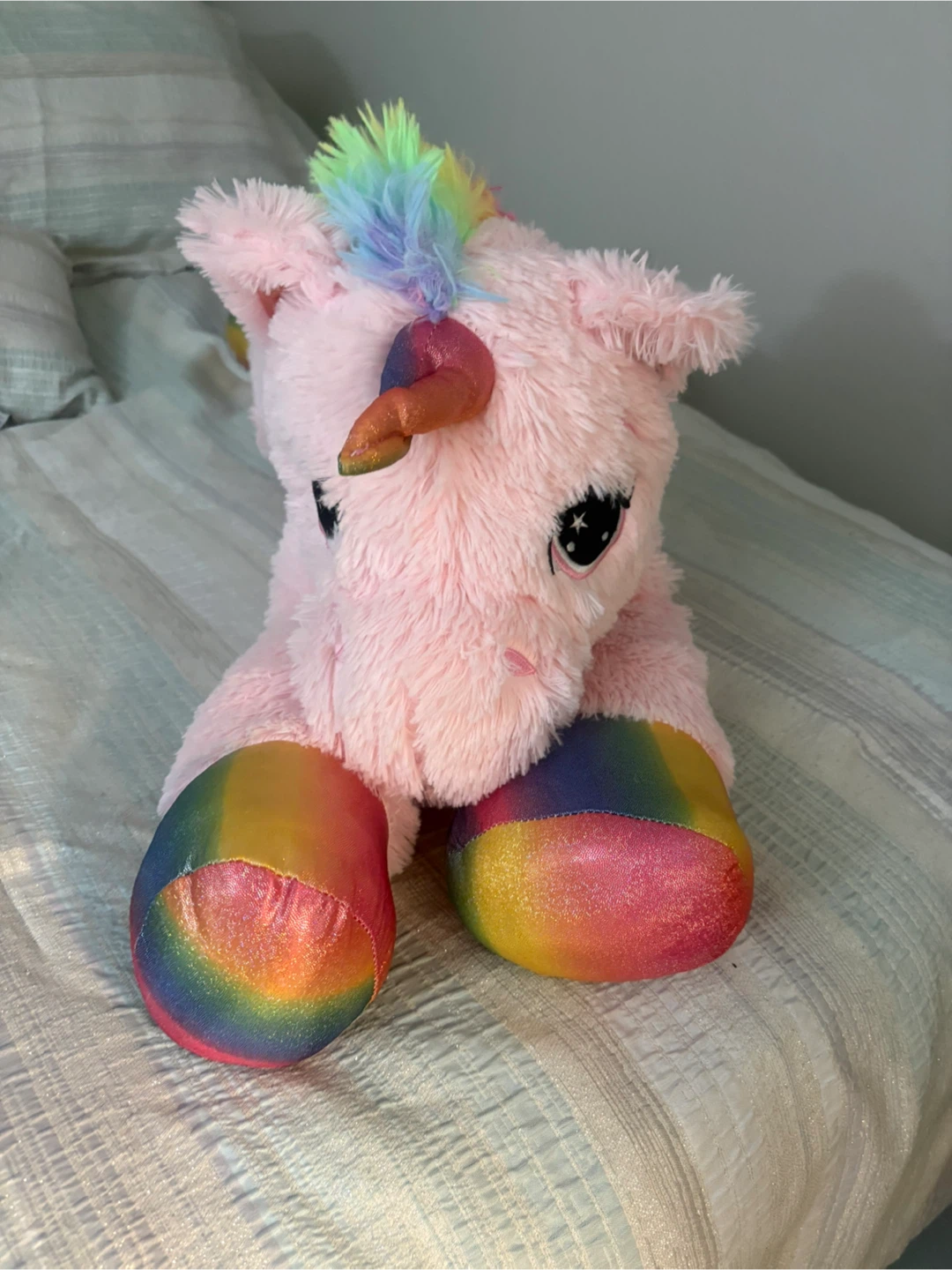 Peluche licorne rose arc-en-ciel - photo 3