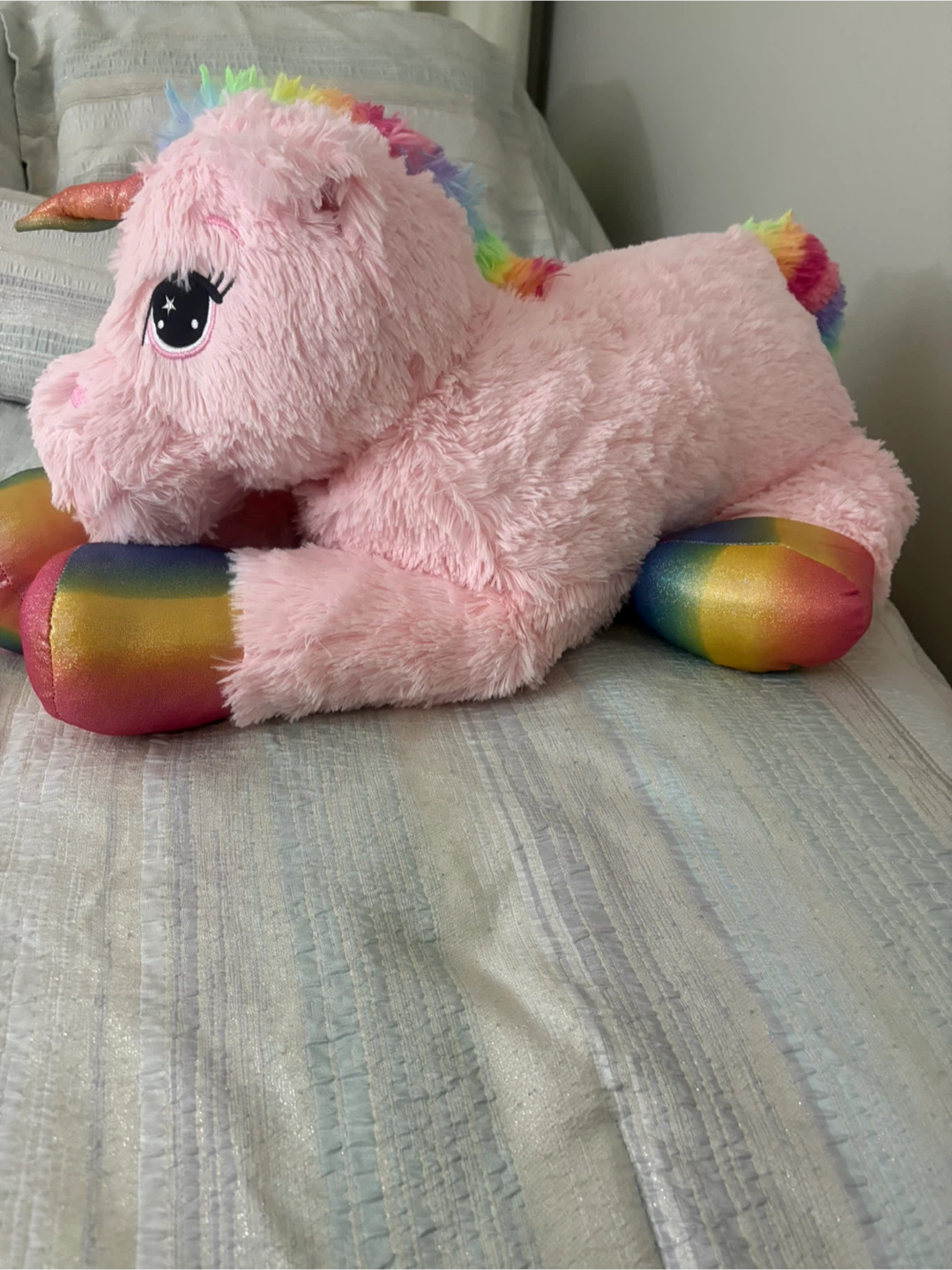 Peluche licorne rose arc-en-ciel - photo 2