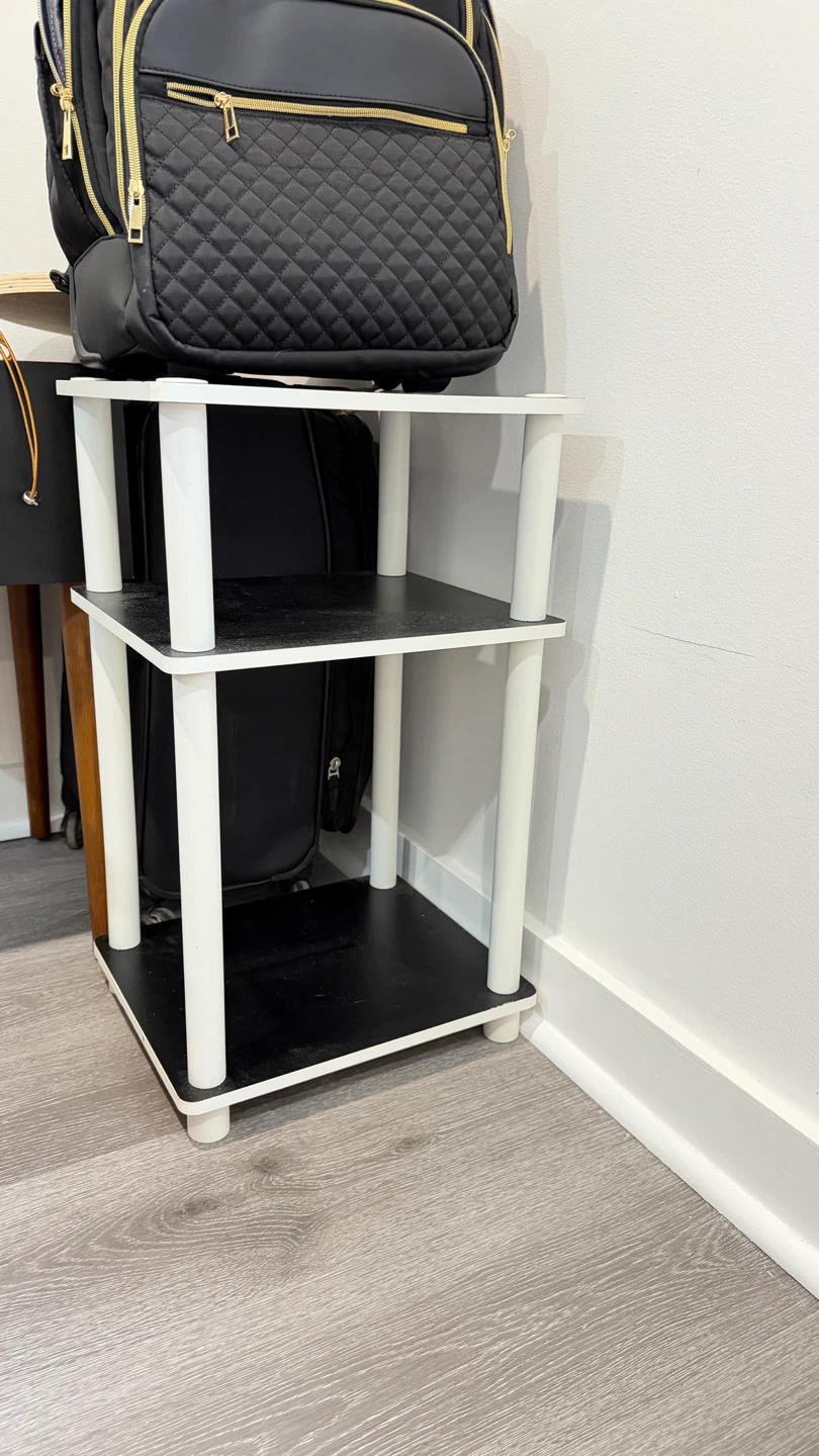 3-Tier White and Black Display Shelf
