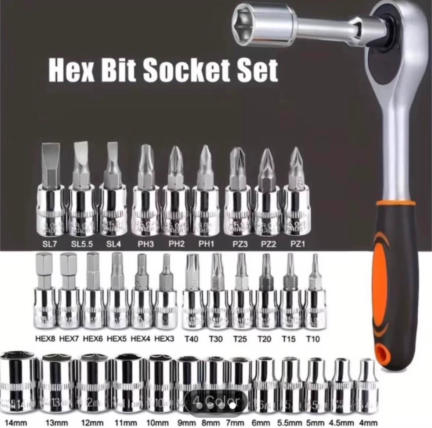 56-Piece Hex Bit Socket Set with Ratchet Wrench - photo 4