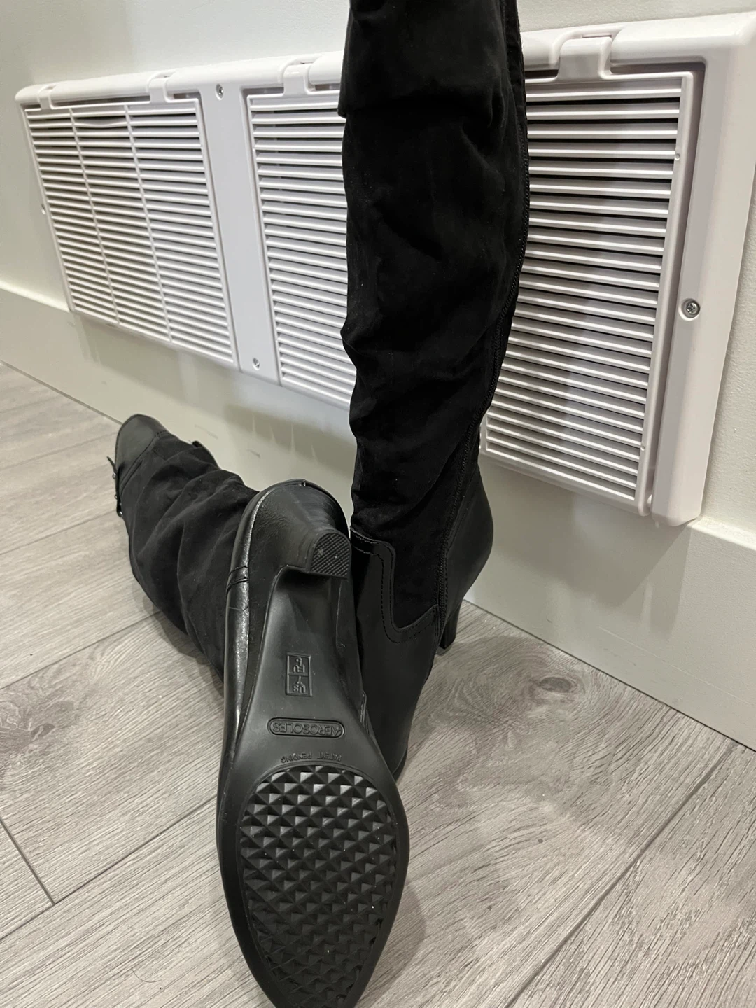 Aerosoles Black Suede & Faux Leather Knee-High Boots - photo 4