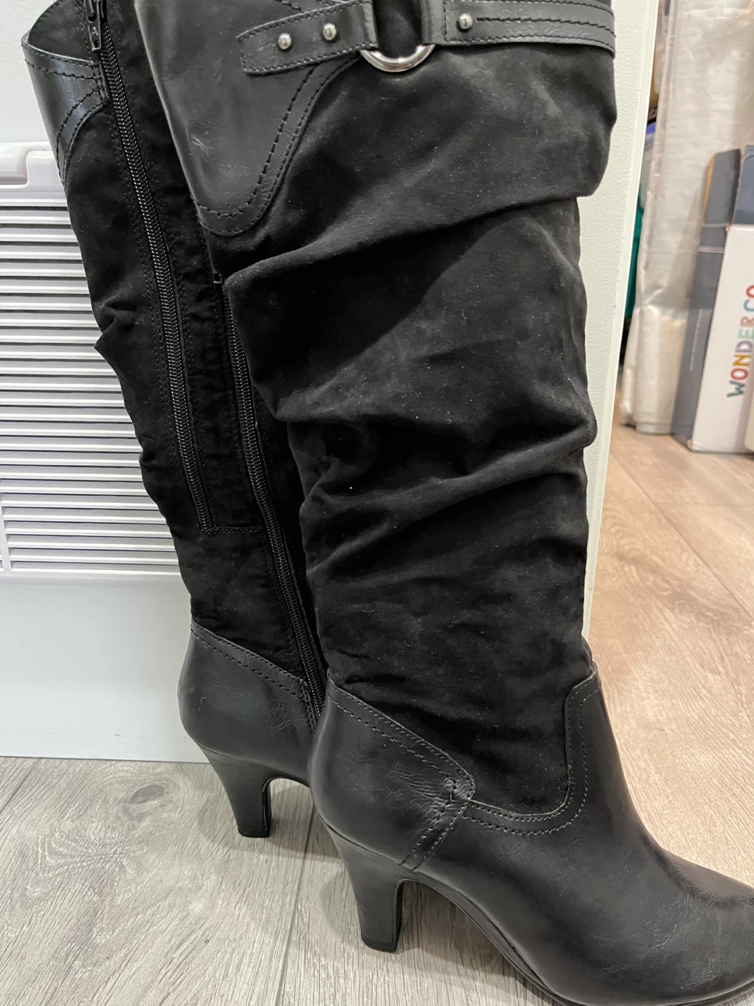 Aerosoles Black Suede & Faux Leather Knee-High Boots - photo 2