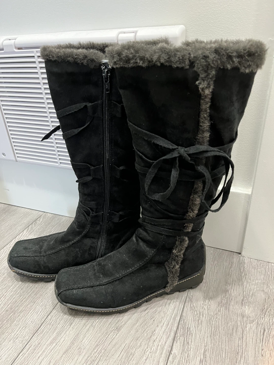 Black Suede Fur Lined Boots - Size 36 - photo 2