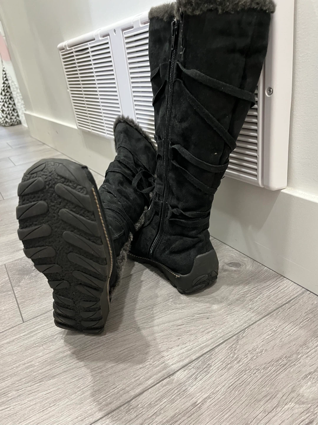 Black Suede Fur Lined Boots - Size 36 - photo 3