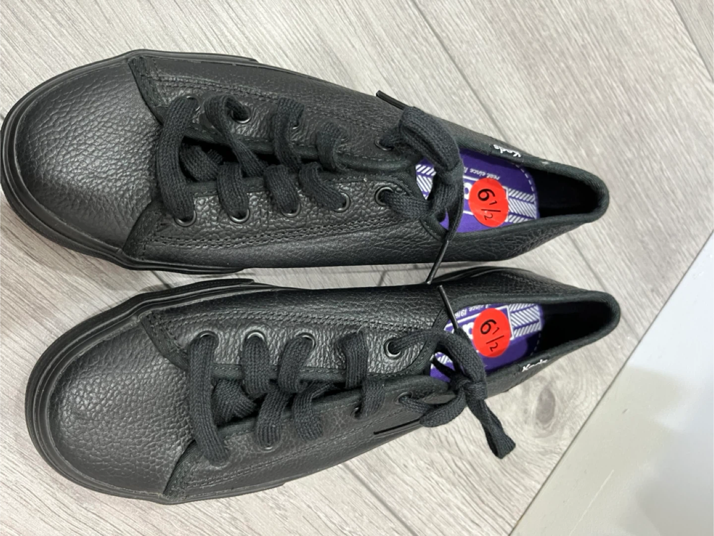 Keds Black Leather Lace-Up Sneakers - Size 6.5