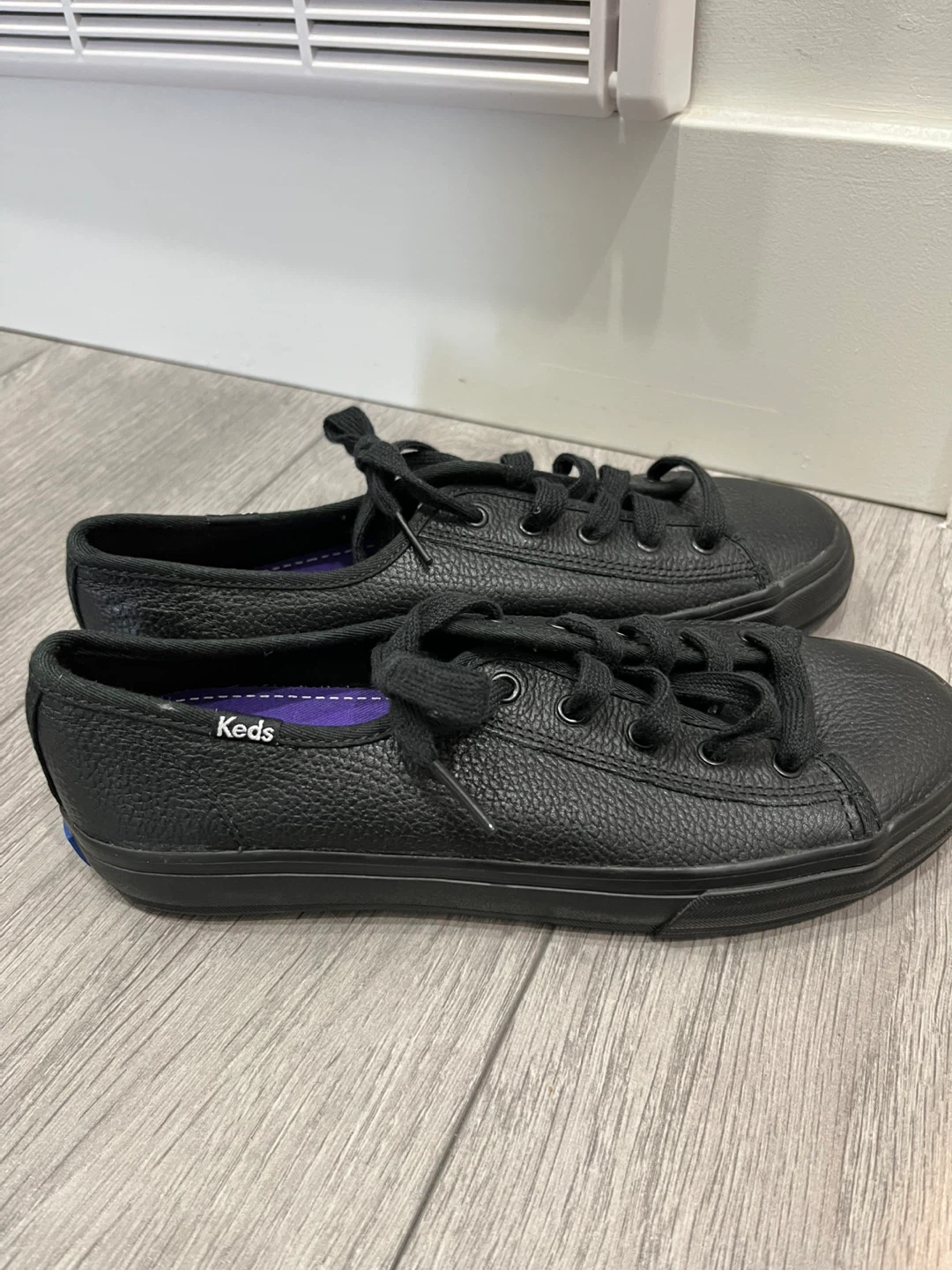 Keds Black Leather Lace-Up Sneakers - Size 6.5 - photo 2