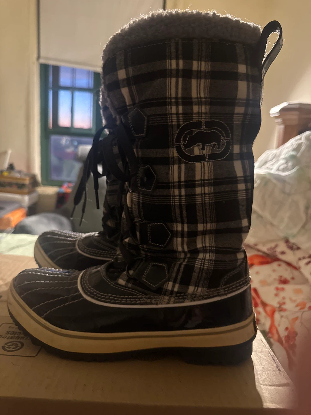 Ecko Red Women's Black & White Plaid Winter Boots