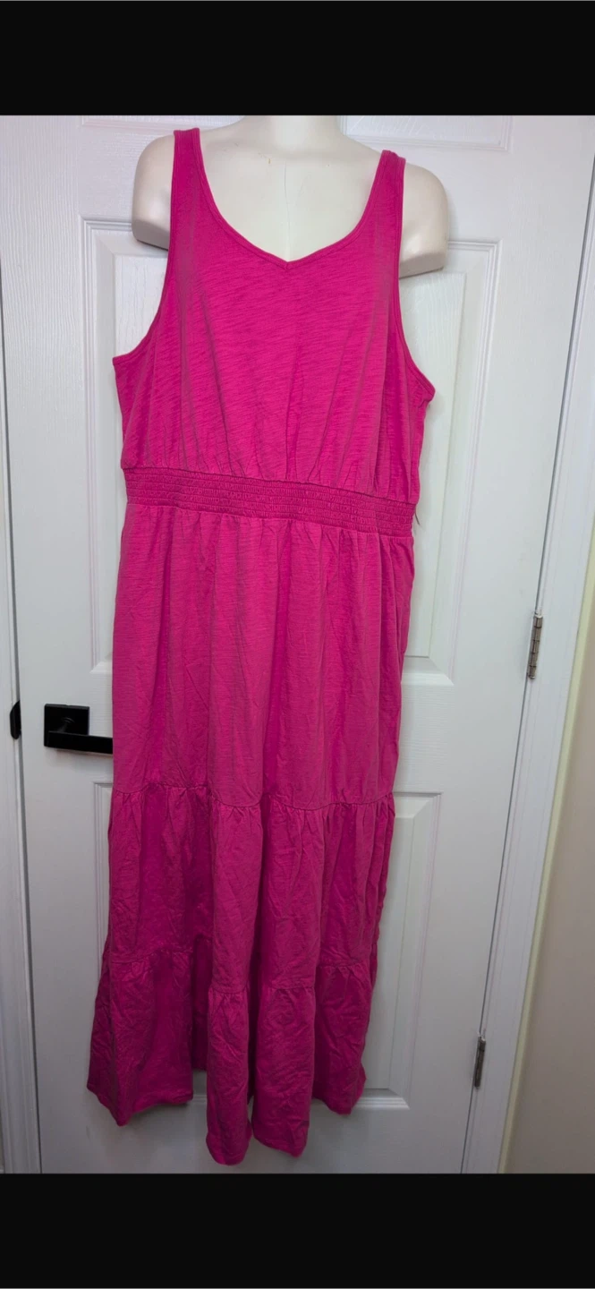 NEW! Amazon Essentials Hot Pink Tiered Maxi Dress - Size XL - photo 4