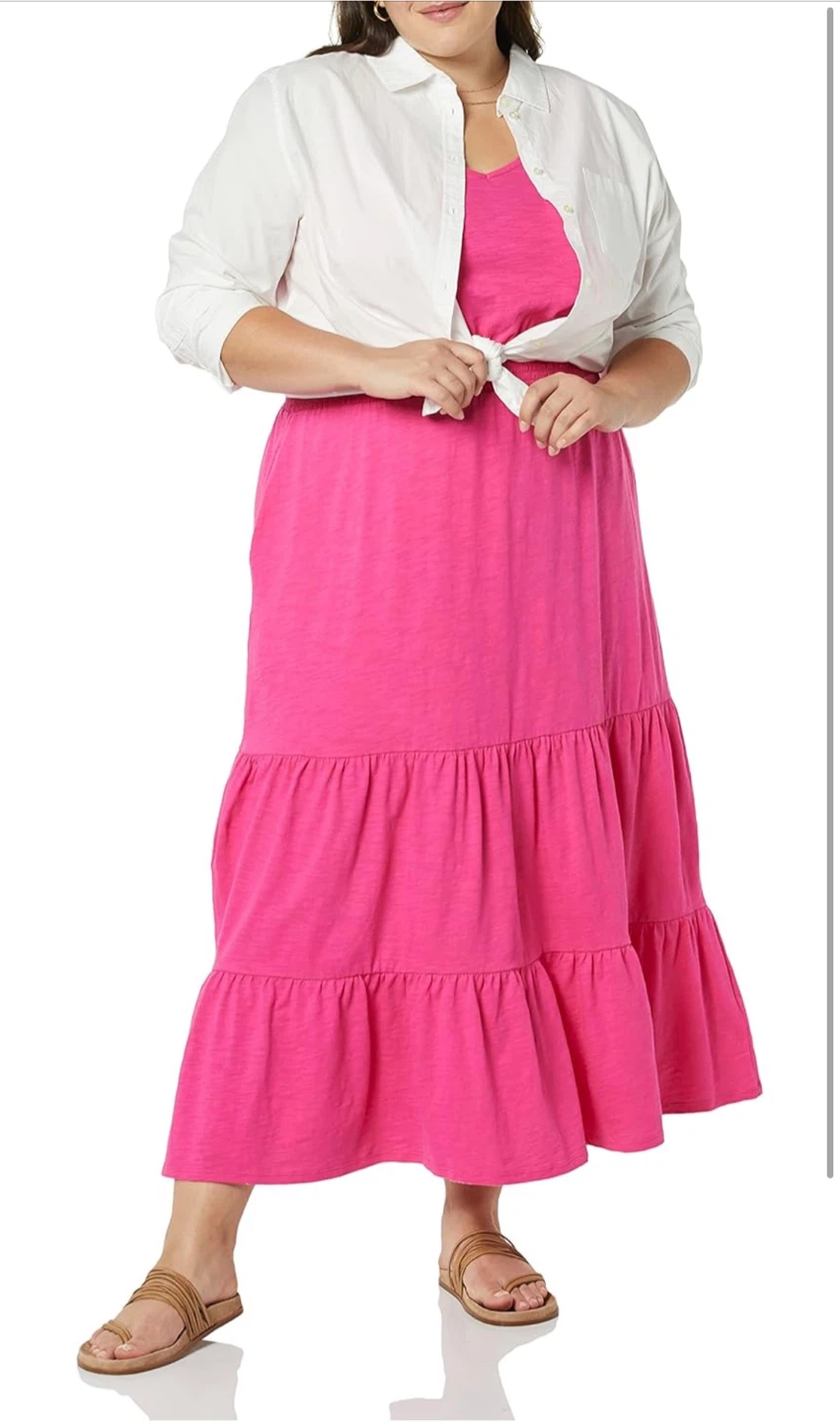 NEW! Amazon Essentials Hot Pink Tiered Maxi Dress - Size XL - photo 3