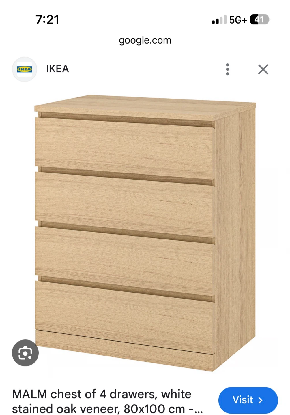IKEA MALM Chest of 4 Drawers - White Stained Oak Veneer - photo 2