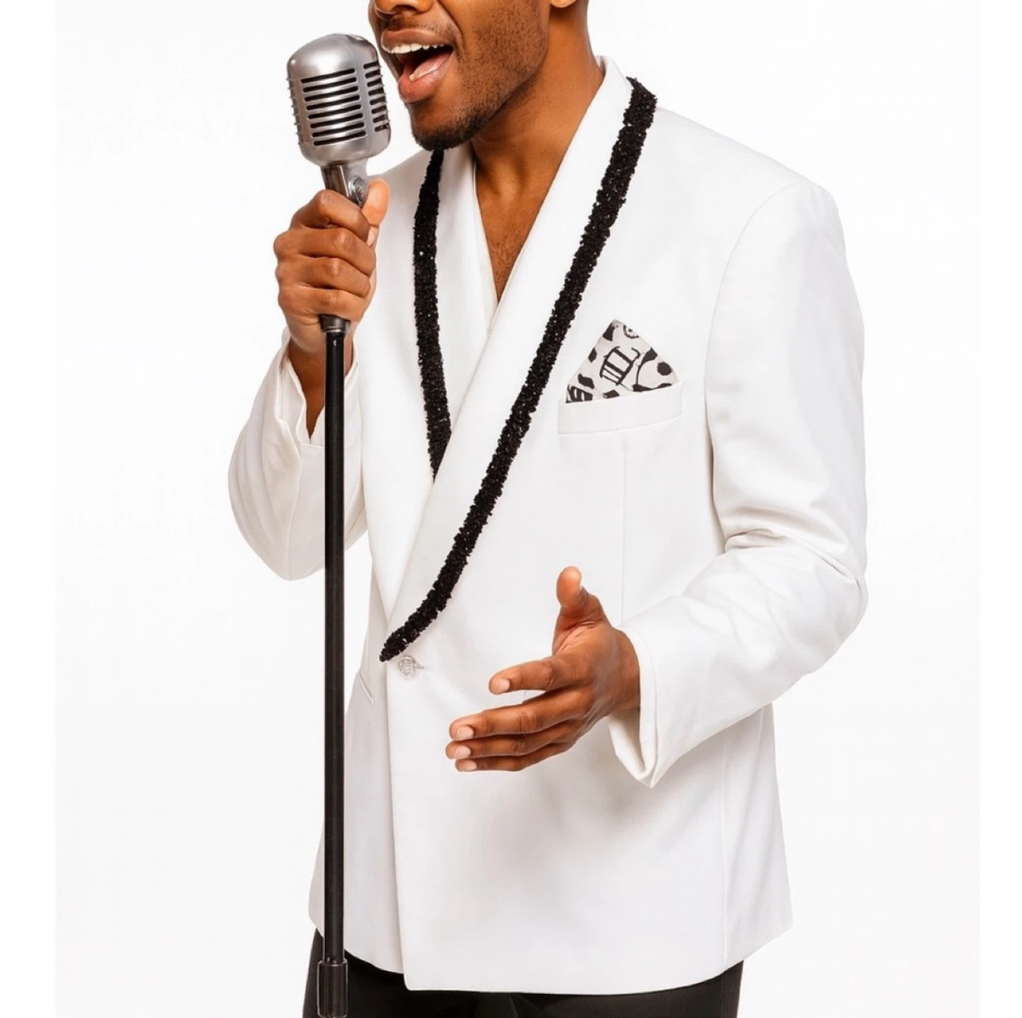 Henry Grethel Modified Sequin Tuxedo Jacket 46L Short Sleeve