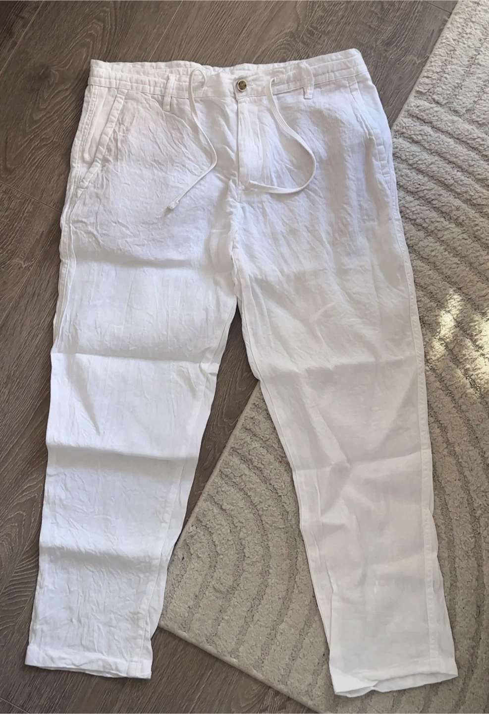 Mens Zara White Linen Blend Pants