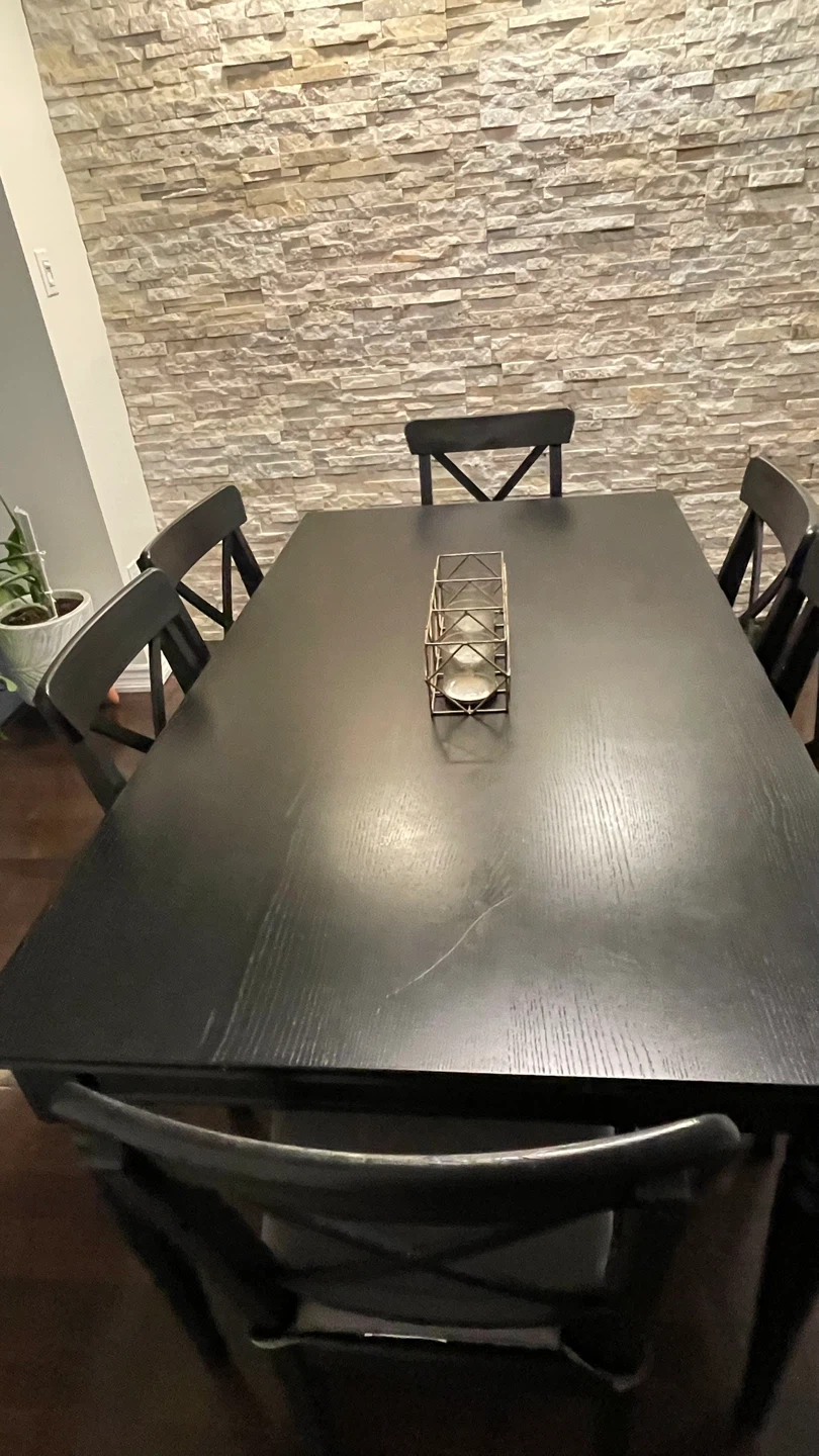 Black Dining Table Set with 6 Chairs
