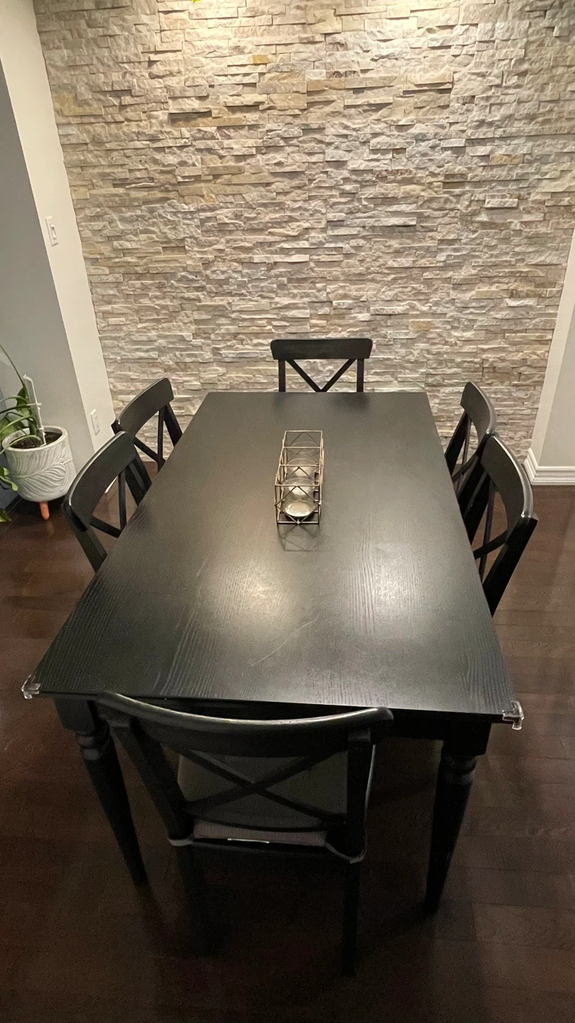 Black Dining Table Set with 6 Chairs - photo 2