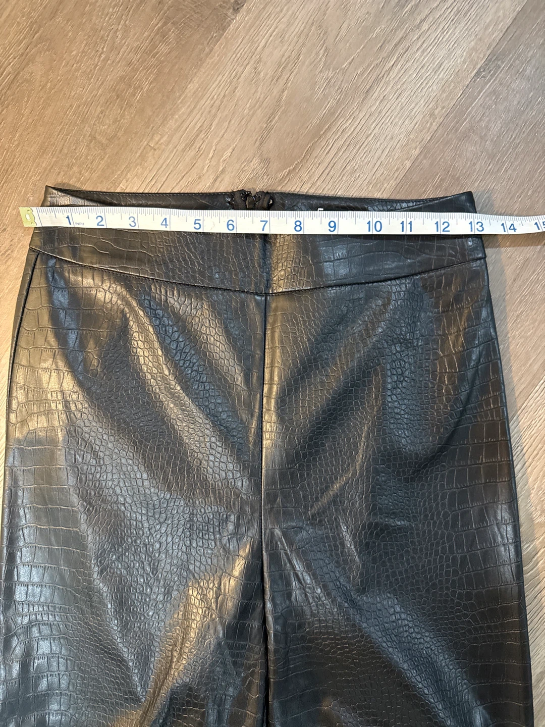 Windsor Black Croc Embossed Faux Leather Wide Leg Pants Size S - photo 5