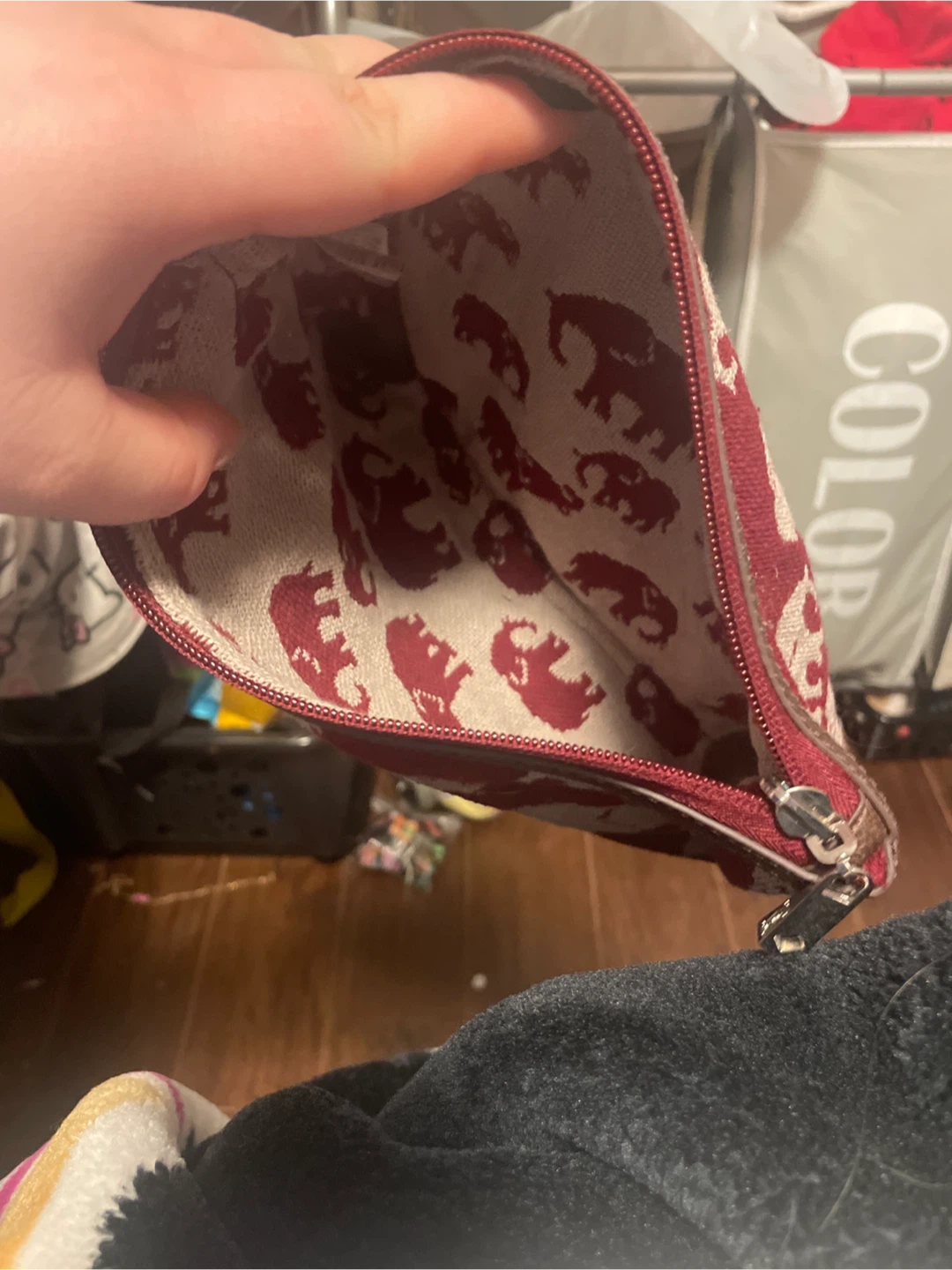Maroon Elephant Print Cosmetic Bag - photo 2