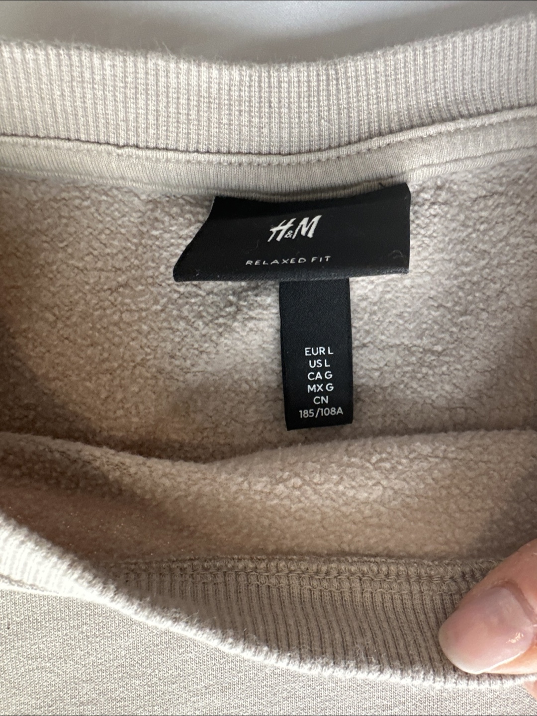 H&M Relaxed Fit Crewneck Sweatshirt - Beige, Size L - photo 2