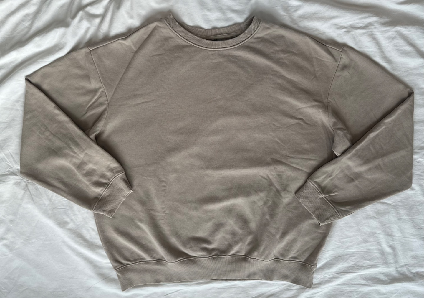 H&M Relaxed Fit Crewneck Sweatshirt - Beige, Size L