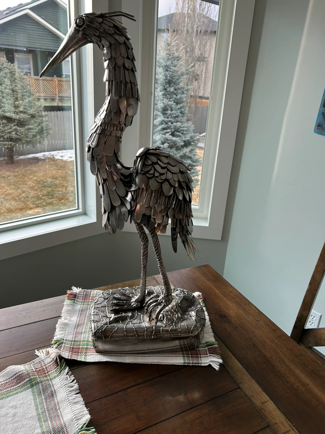 Metal Heron Sculpture Made from Cutlery - photo 3