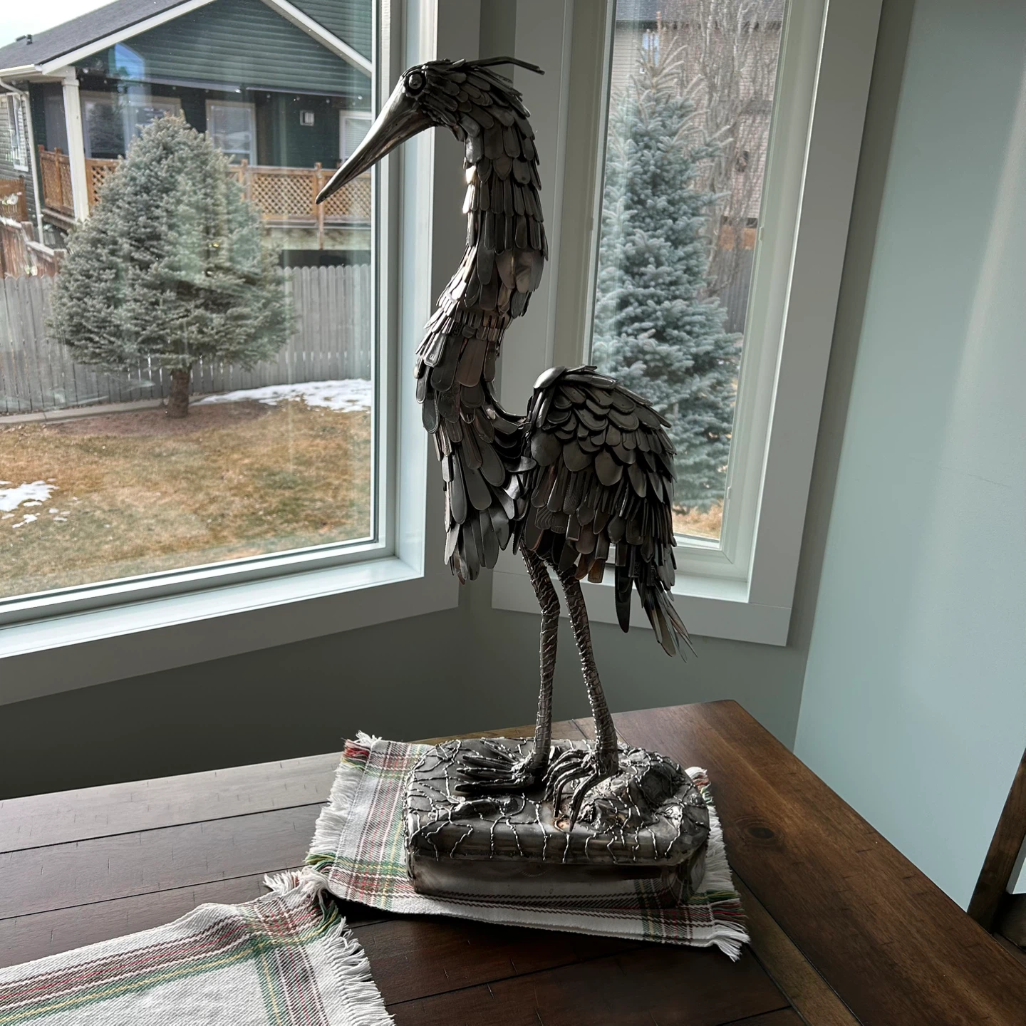 Metal Heron Sculpture Made from Cutlery - photo 2