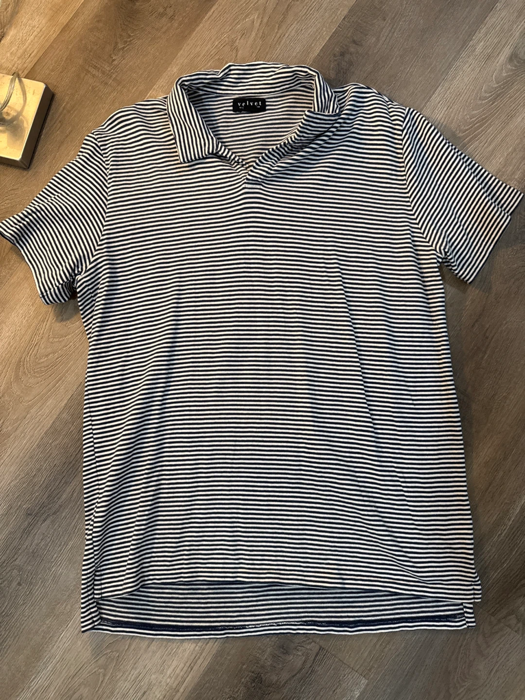 Velvet by Graham & Spencer Striped Polo Shirt Size L