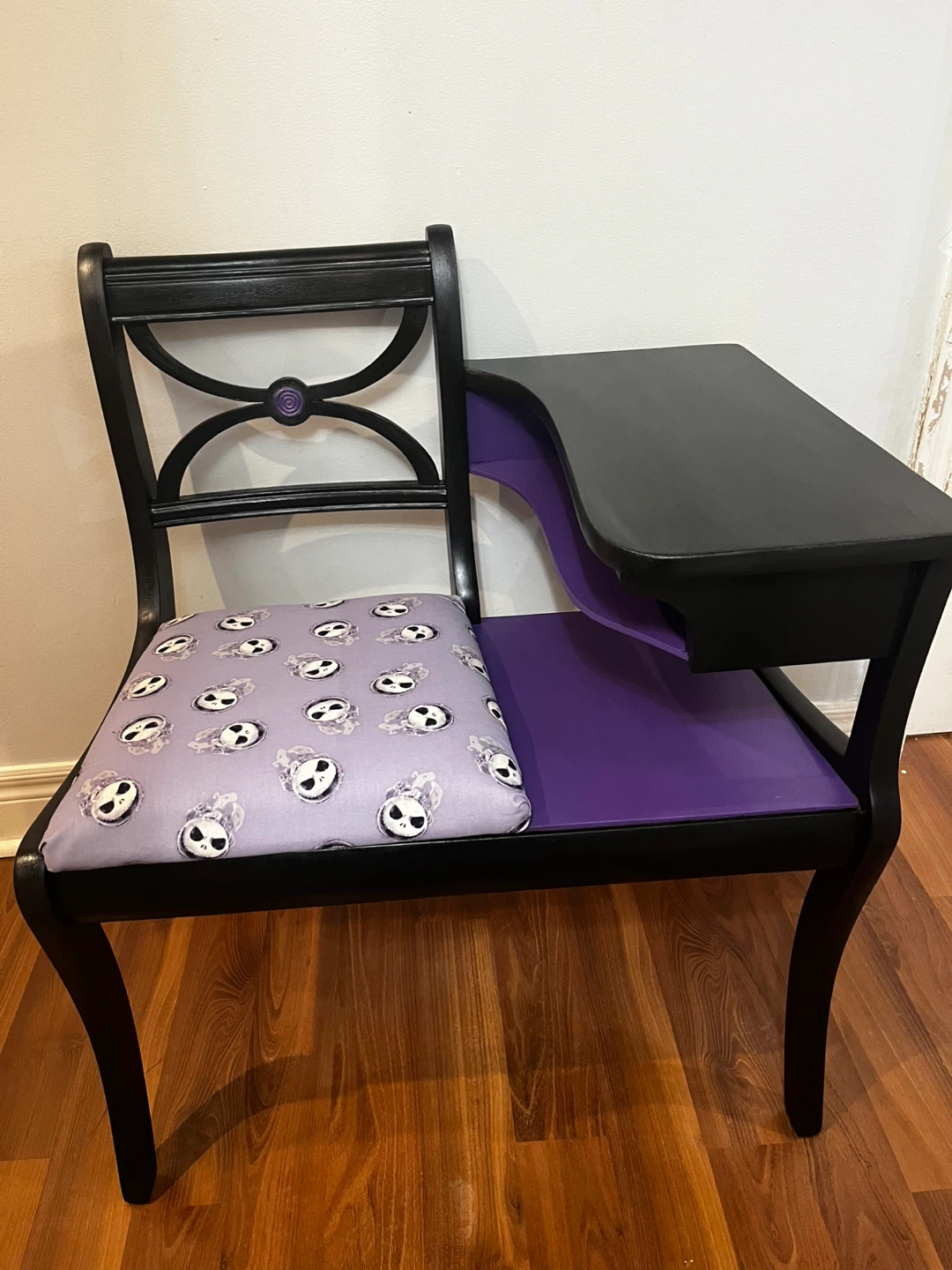 Revived Telephone Table with Jack Skellington cushion