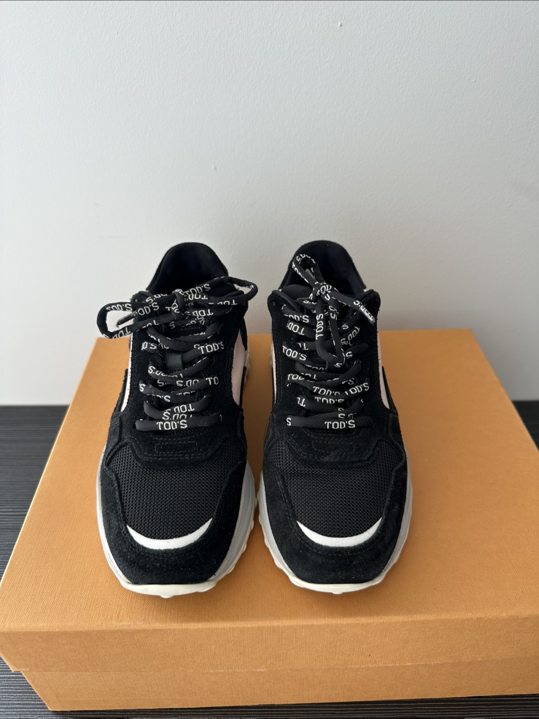 TOD'S Black Suede & Pink Sneakers
