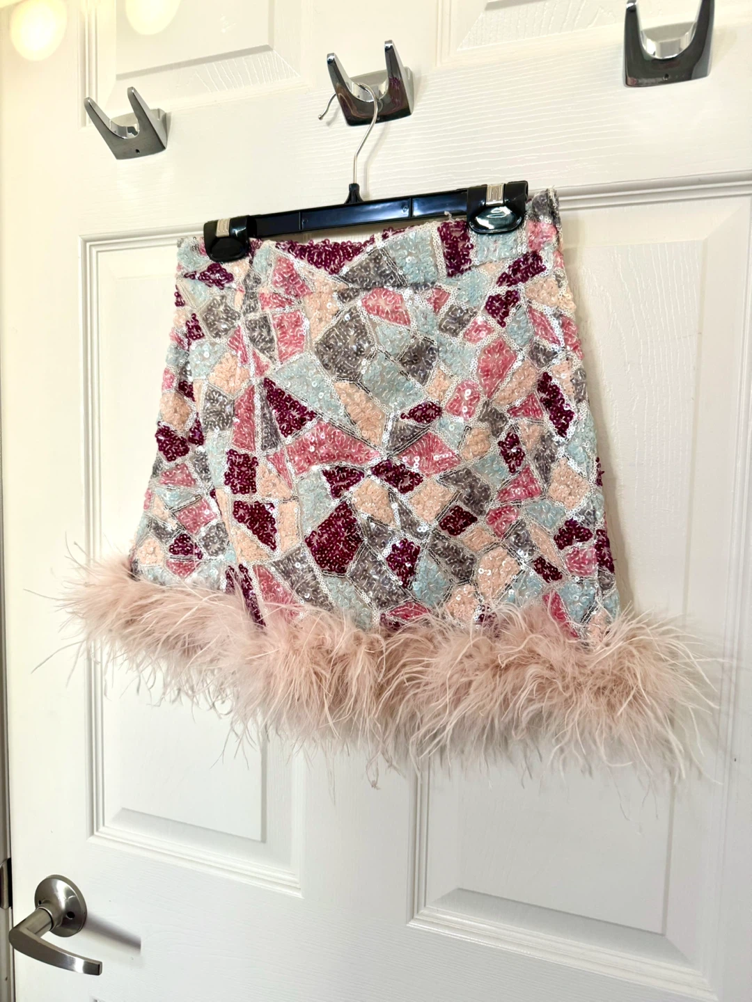 Sequin Feather Mini Skirt