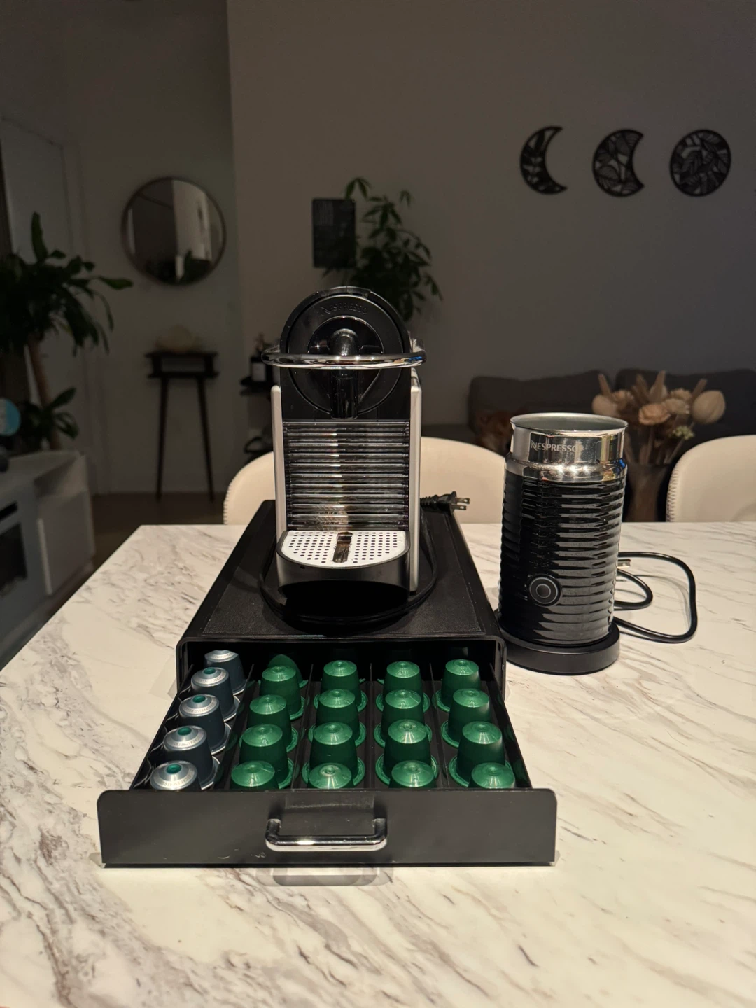 Nespresso Coffee Machine + Milk Frother + Capsule Drawer