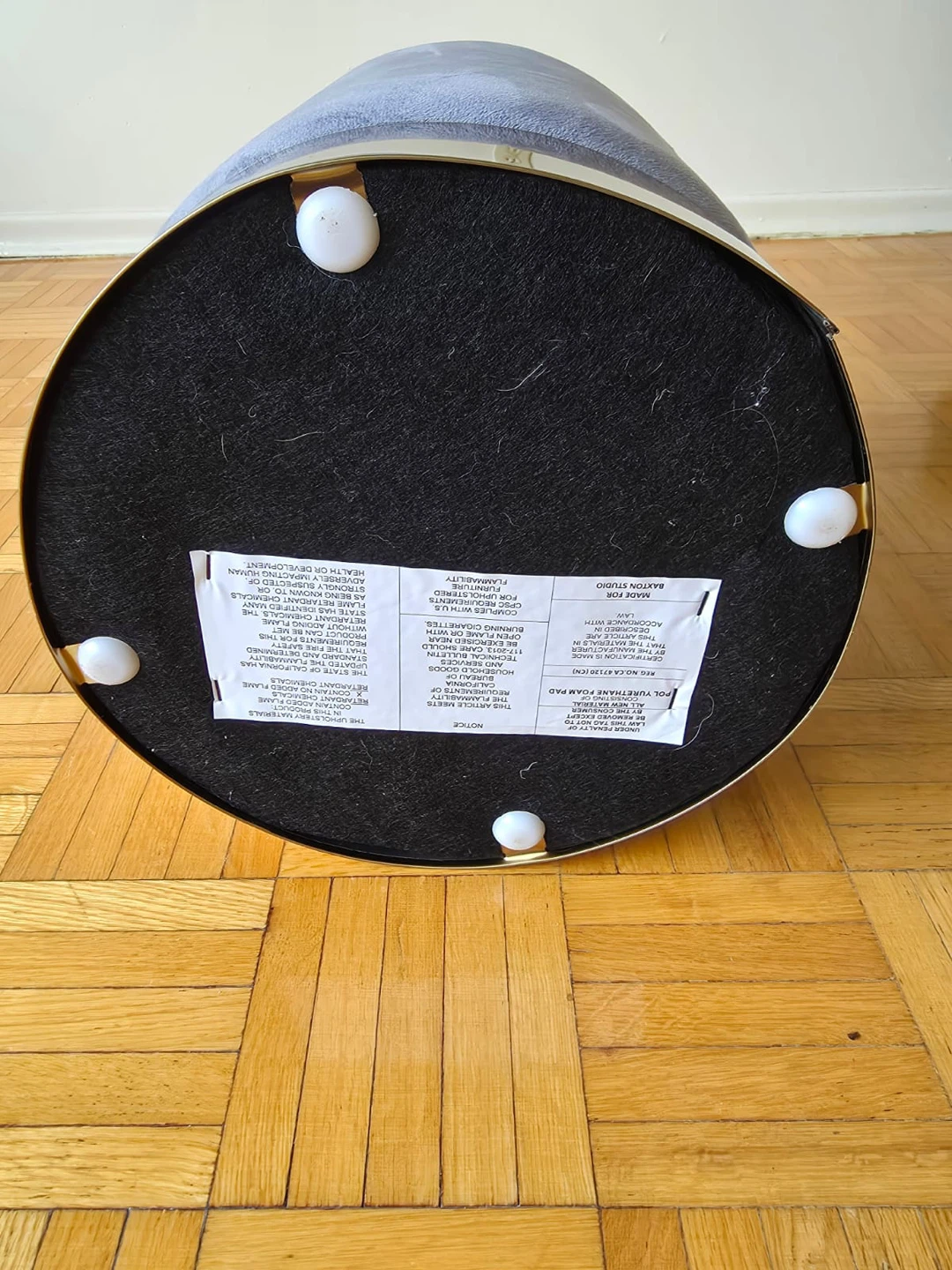 Grey Velvet Round Ottoman Footstool - photo 3