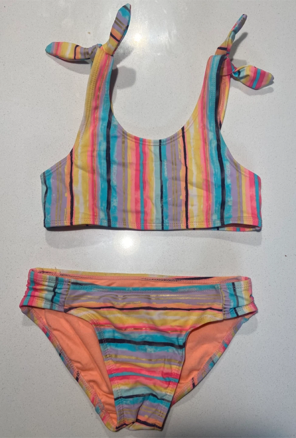EUC: George Girls' Striped Bikini M/M (7-8) - photo 2