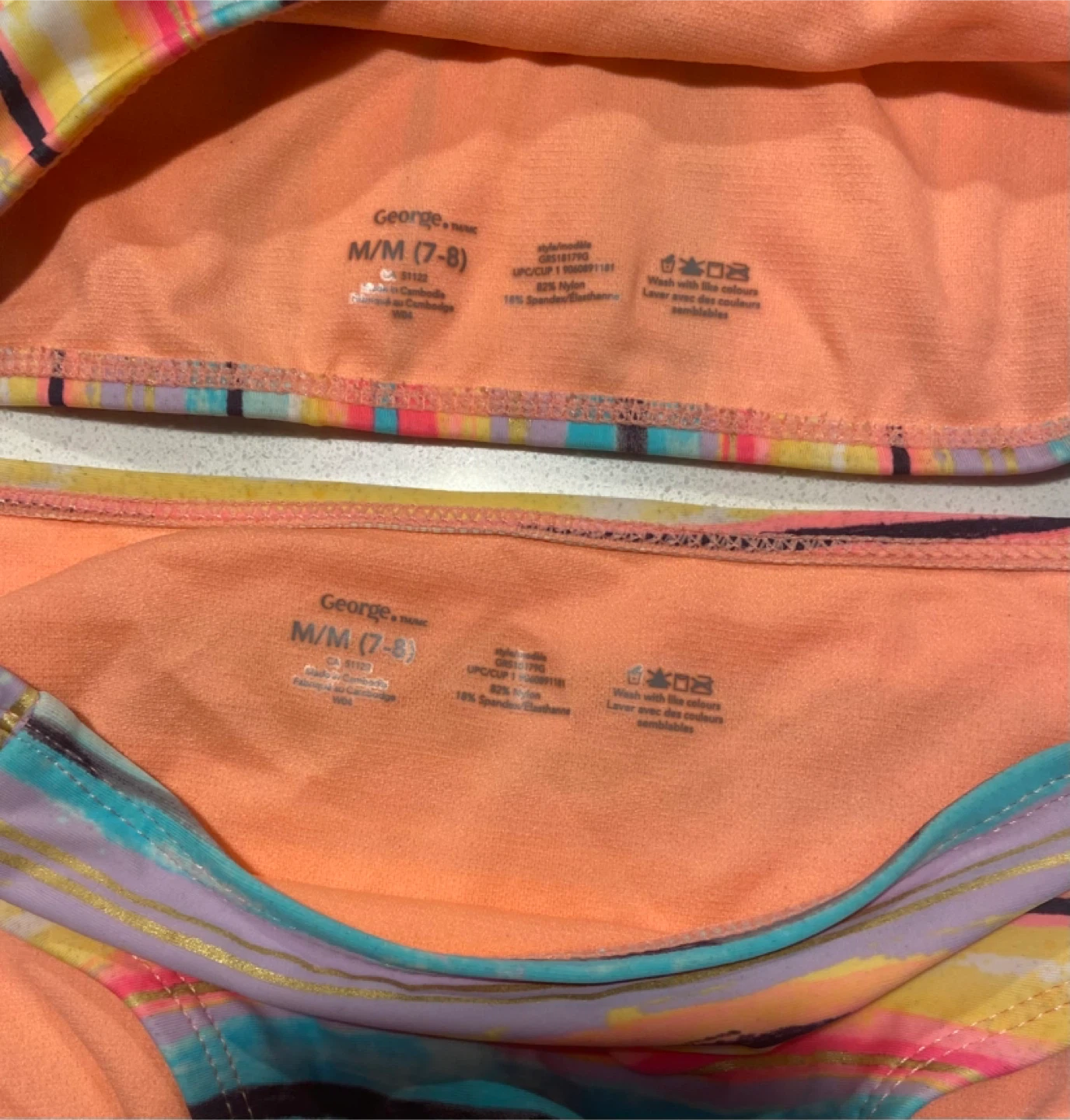 EUC: George Girls' Striped Bikini M/M (7-8) - photo 4