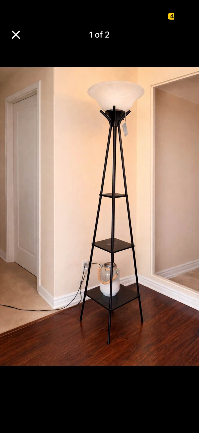 Black Floor Lamp with Shelves