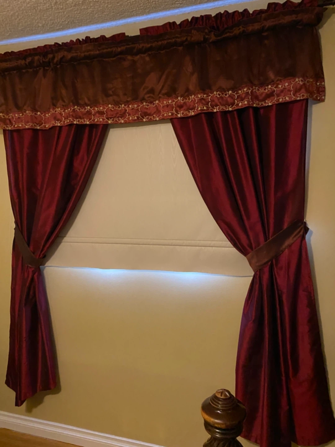 Burgundy Curtains with Valance and King Size Duvet Cover
