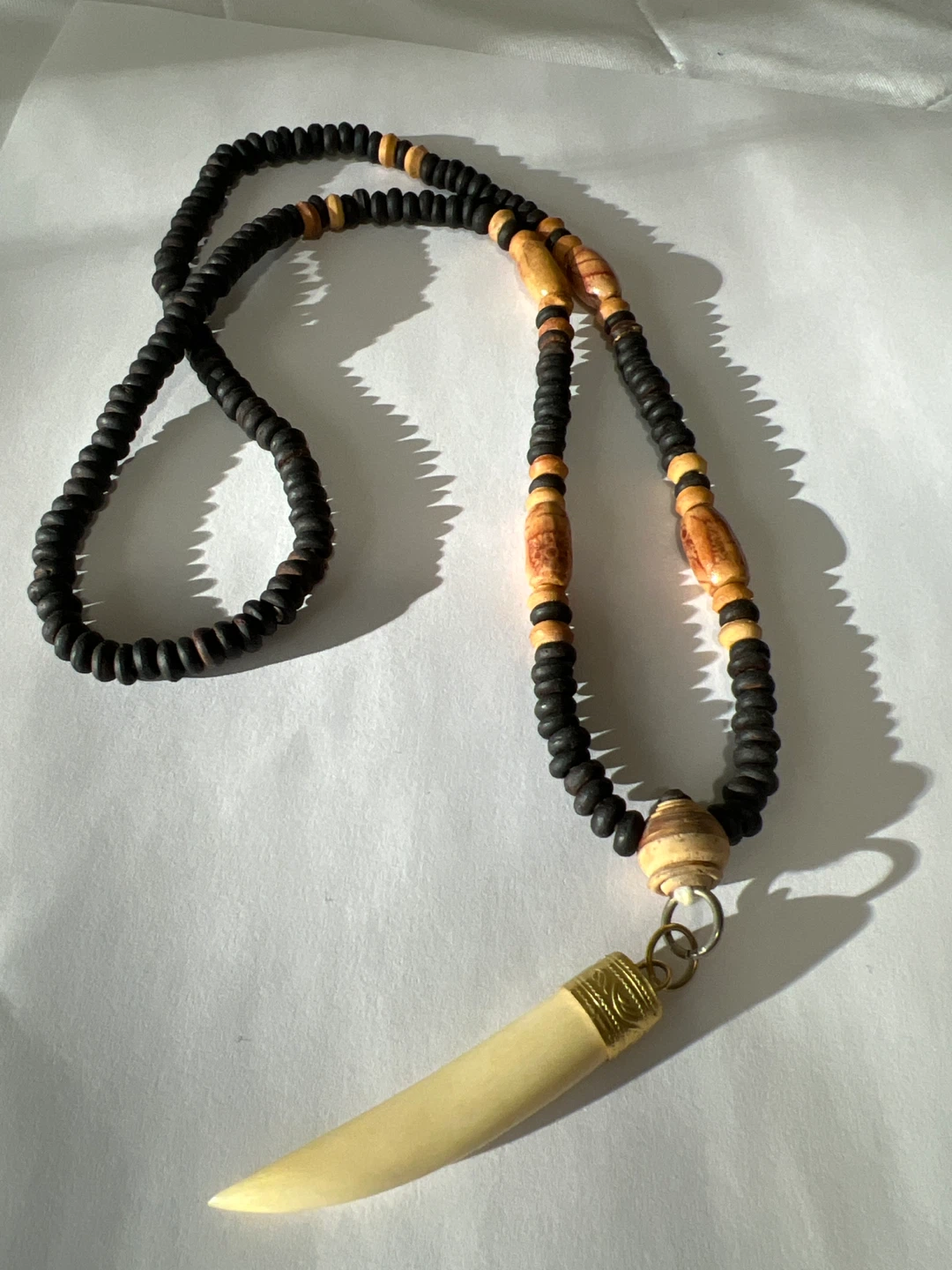 Beaded Necklace with Ivory-Coloured Pendant - photo 3