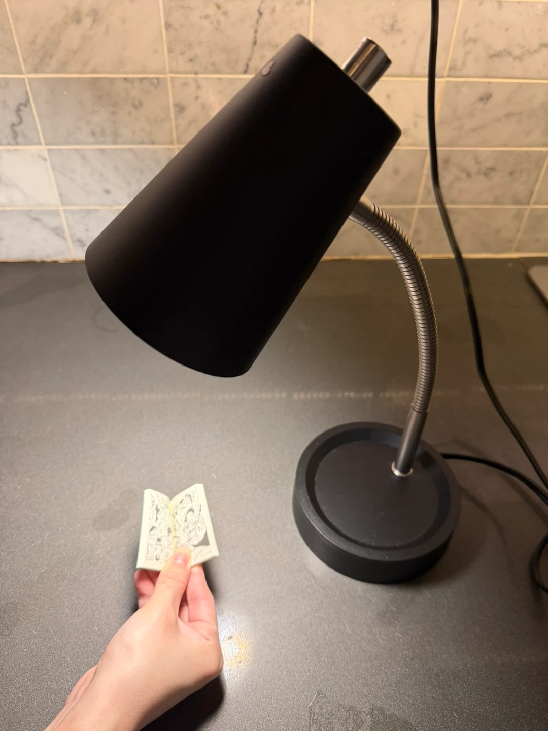 Black Gooseneck Desk Lamp with Outlet