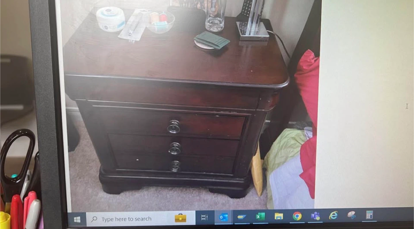 Dark Wood Nightstand with 3 Drawers