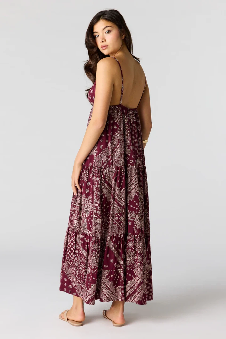 Maroon Paisley Tiered Maxi Dress - photo 2