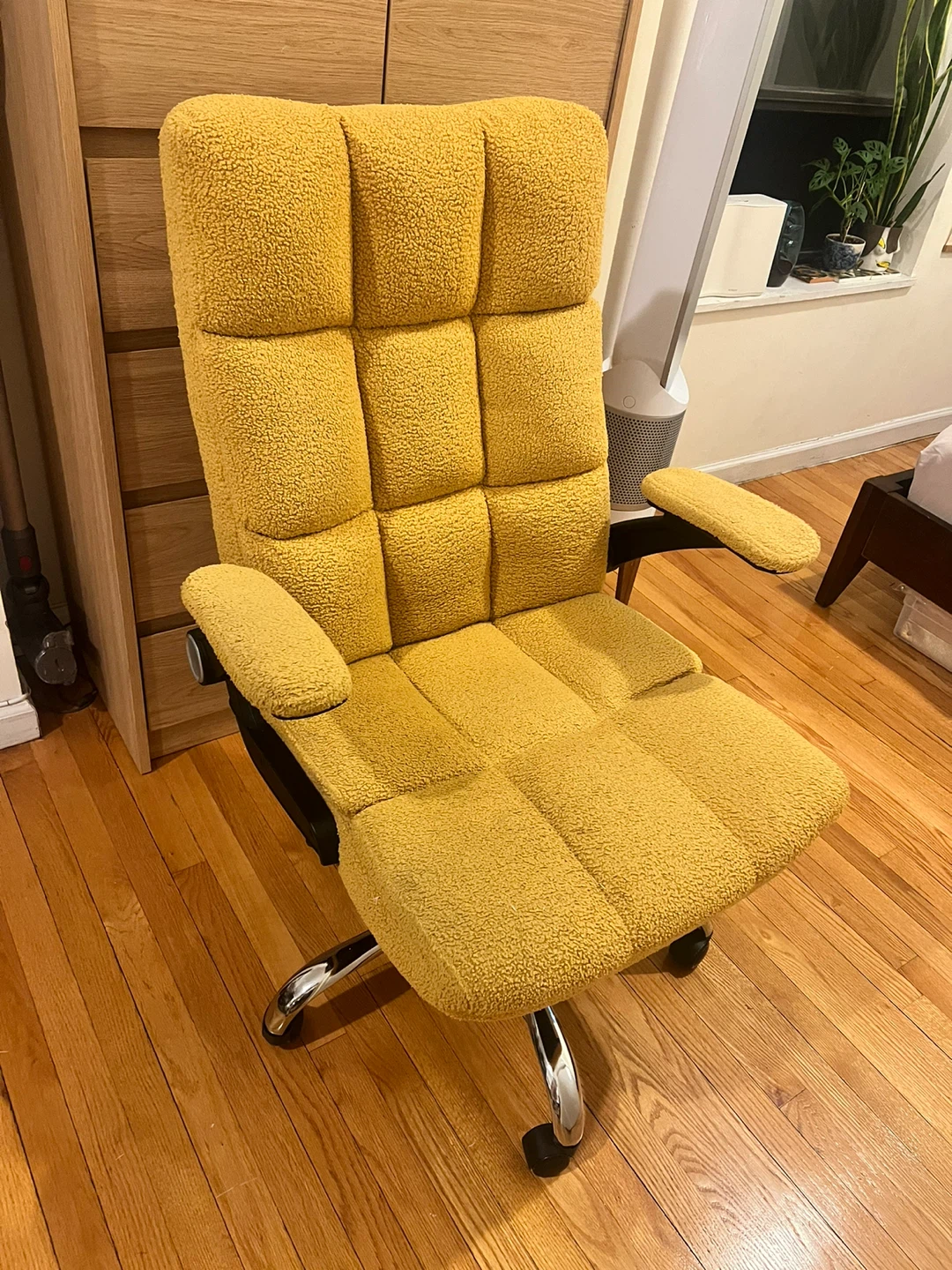 Yellow Teddy Fabric Office Chair