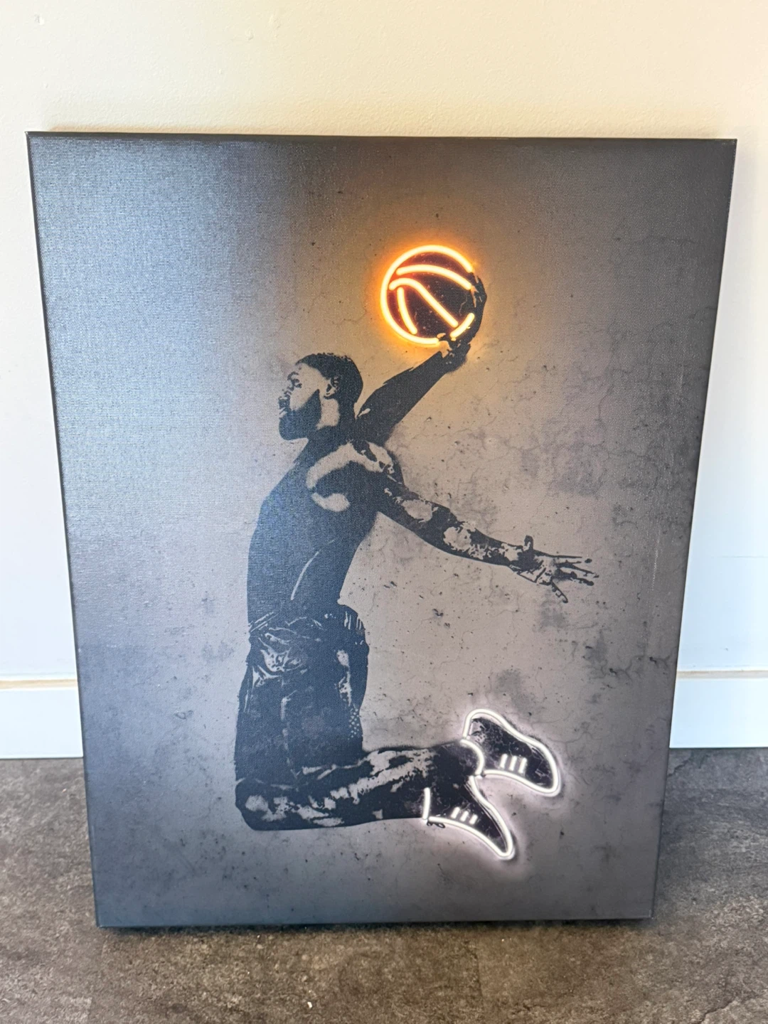 Basketball Player Neon Canvas Wall Art